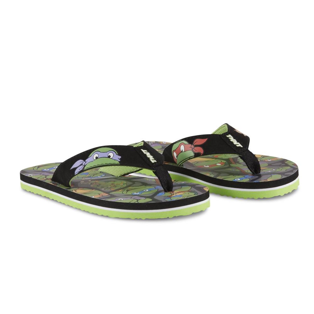 Nickelodeon Boys' Teenage Mutant Ninja Turtles Flip-Flop Sandal - Black/Green