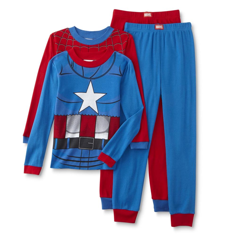 Marvel Spider-Man & Captain America Boy's 2-Pairs Pajamas