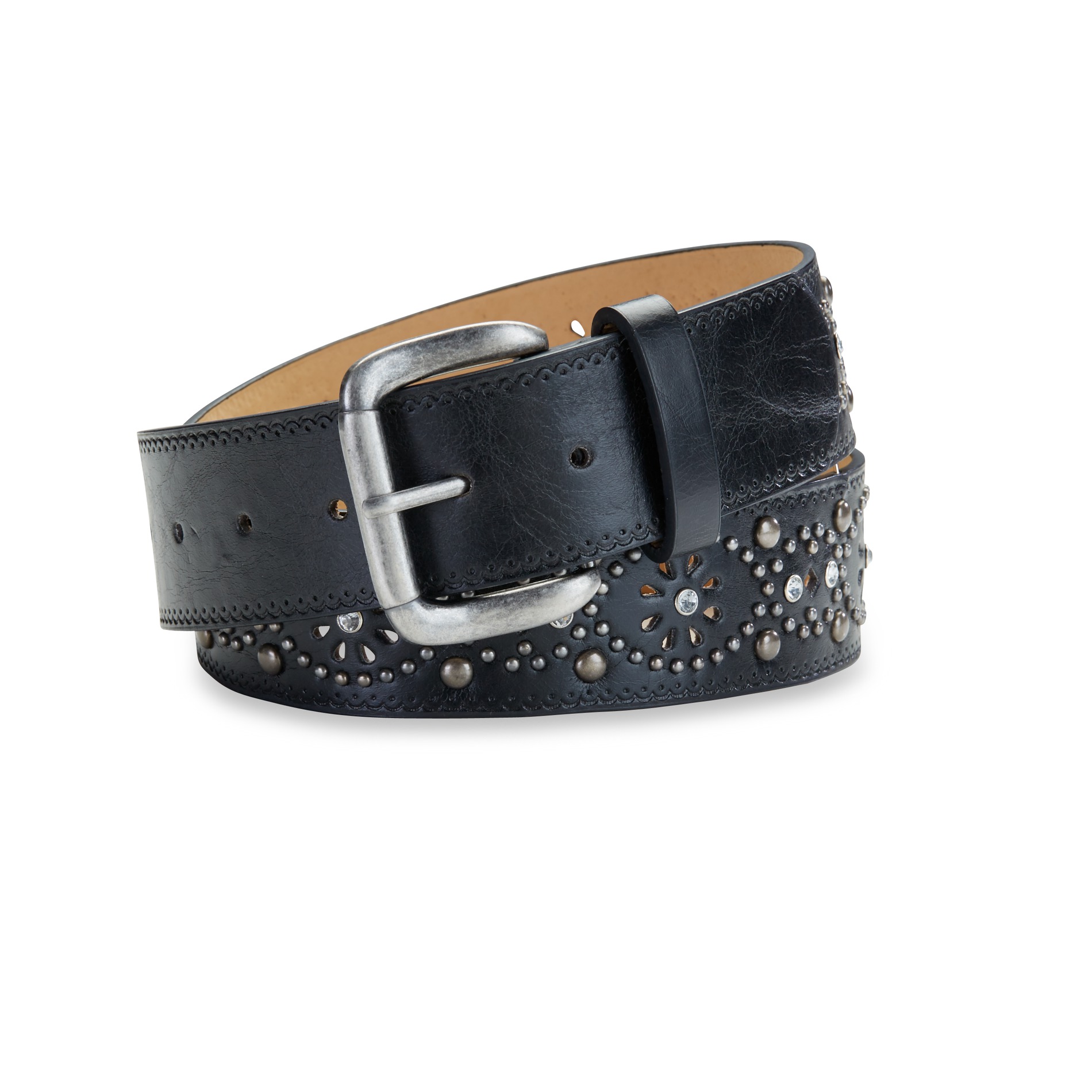 Women's Black Embellished Cutout Belt