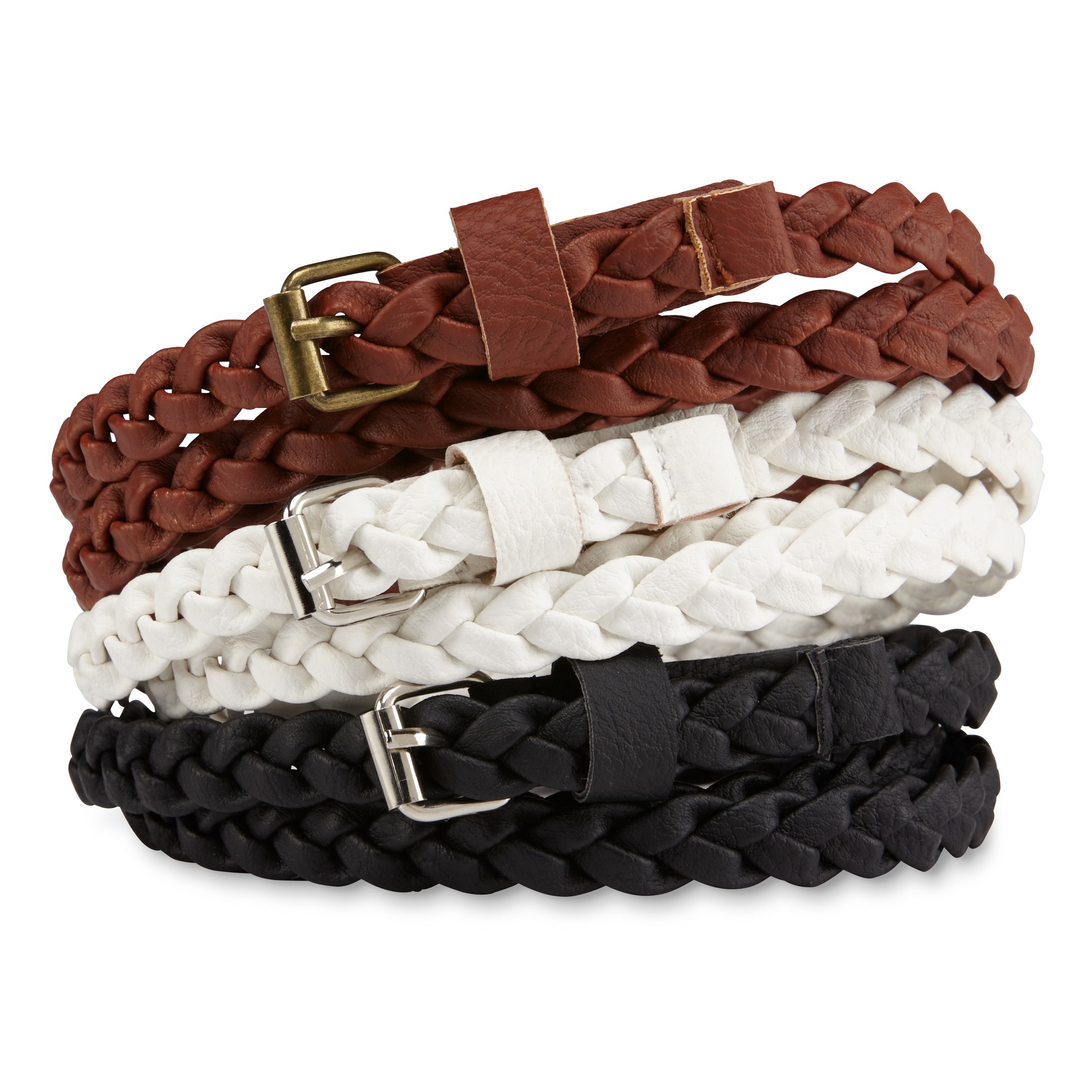 Women's Braided Skinny Belt 3Pack