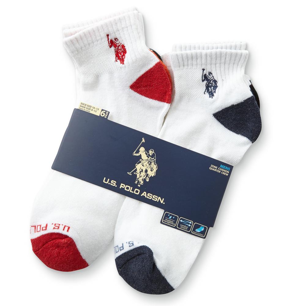 U.S. Polo Assn. Men's 6-Pairs Quarter Socks-Tipped