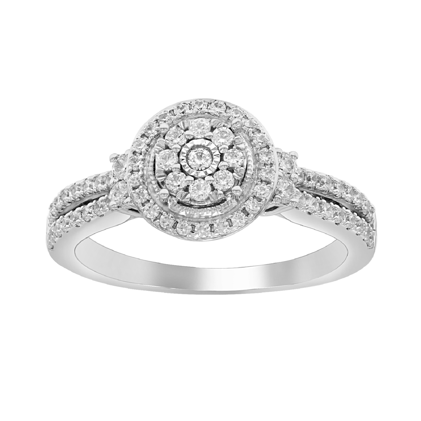 Sterling Silver 0.50CTTW Diamond Bridal Ring