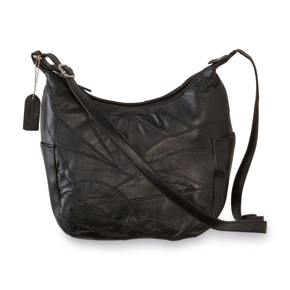 Jaclyn Smith Women's Patch Leather Hobo with PVC Trim