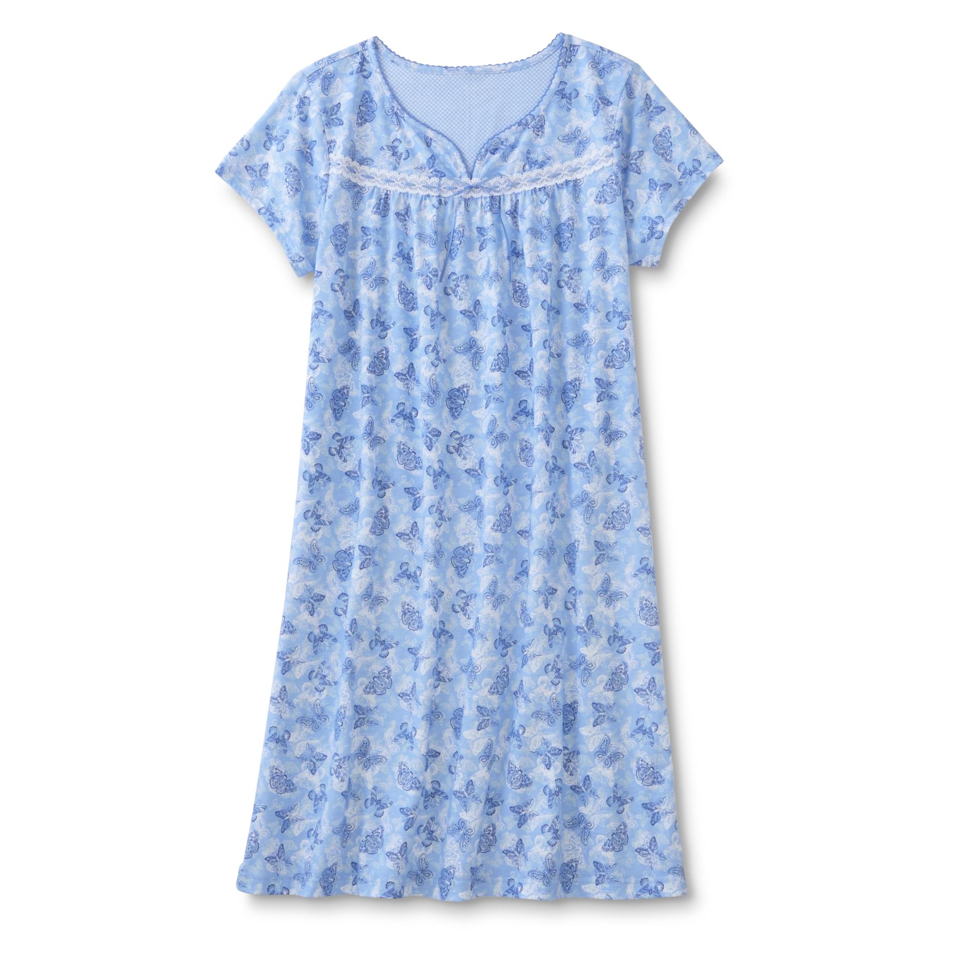 La Cera Women's Plus Short-Sleeve Nightgown - Butterfly