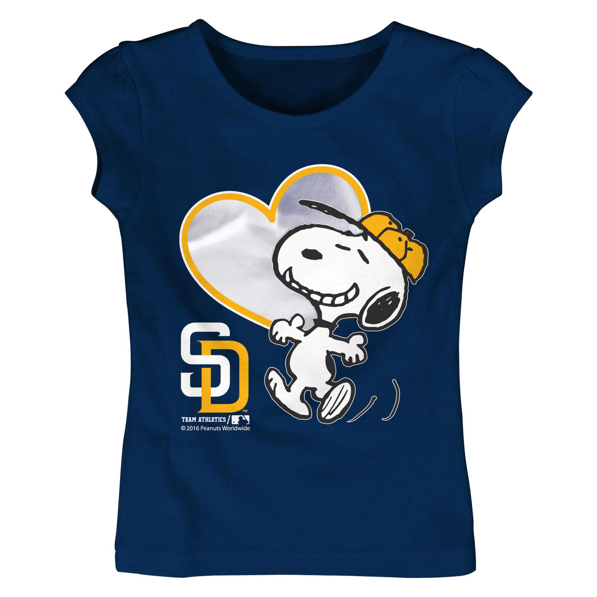 MLB Snoopy Toddler Girl's T-Shirt - Detroit Tigers