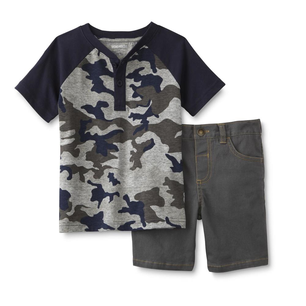 WonderKids Infant & Toddler Boy's Henley Shirt & Shorts - Camouflage