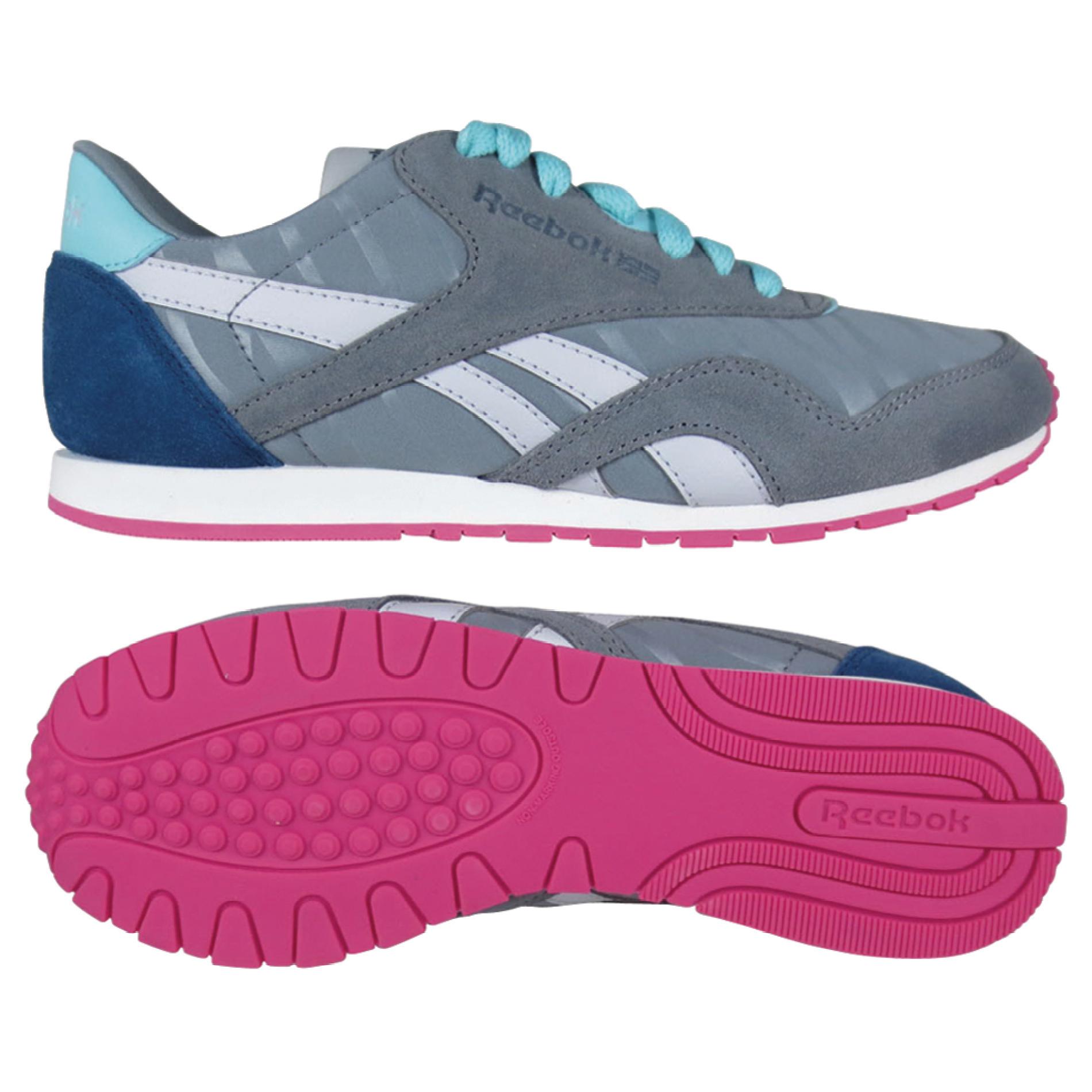 Reebok Women's Classic Nylon Slim Candy Girl Athletic Shoe - Gray/Lt Blue/Pink