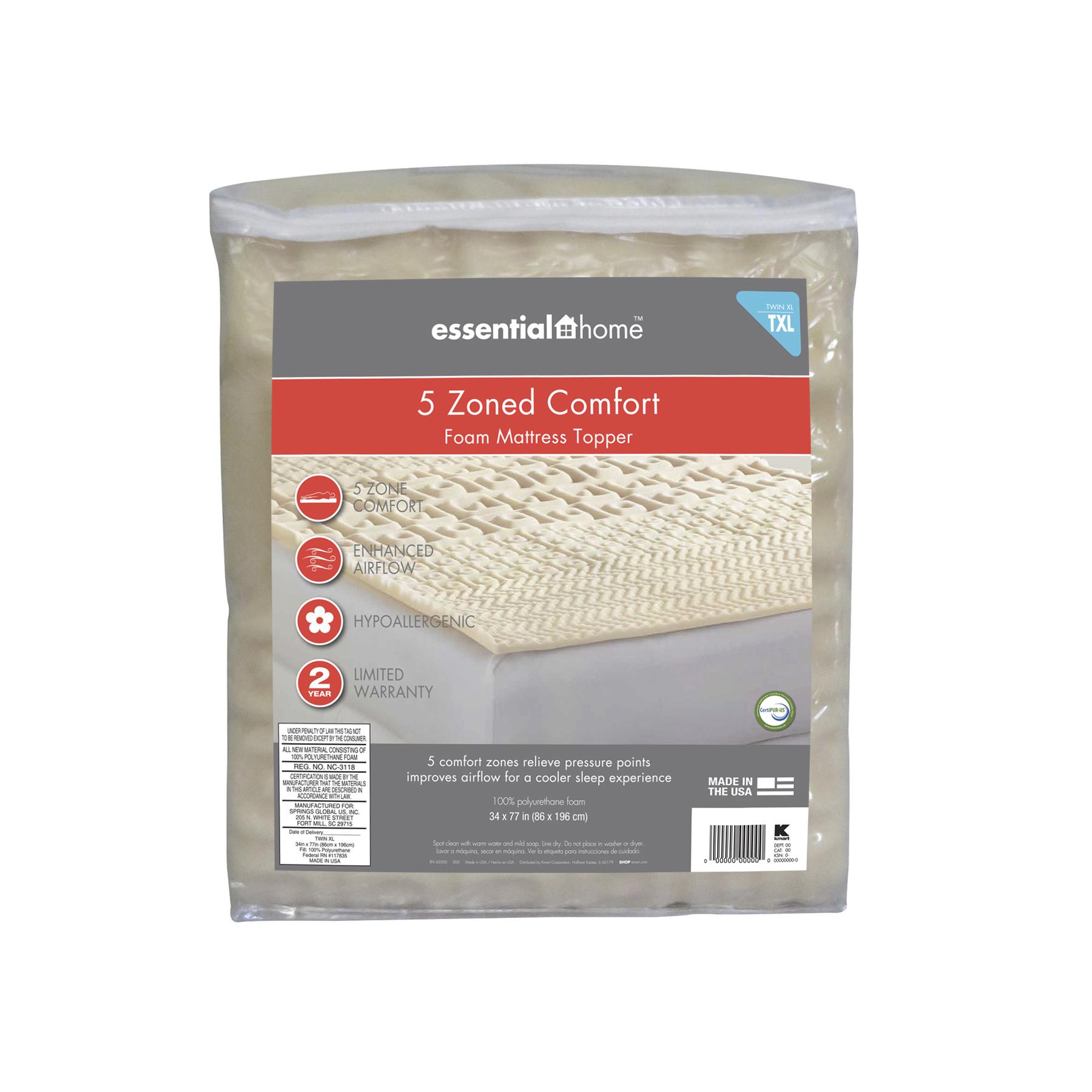 Essential Home Convoluted Foam Mattress Topper