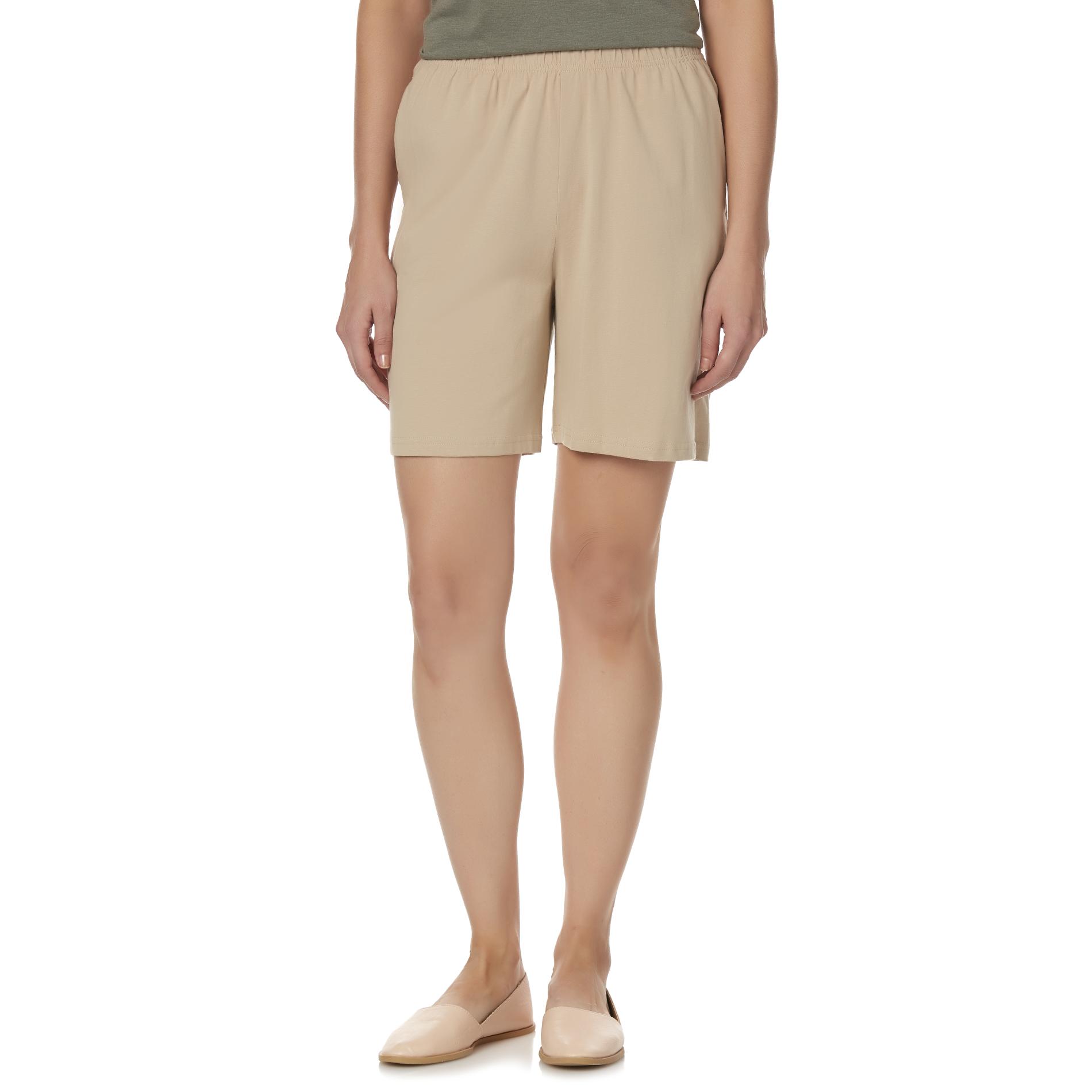 Basic Editions Women's Knit Shorts, Size: Medium, Perfect Green Basic Editions Women's Knit Shorts, Size: Medium, Perfect Green