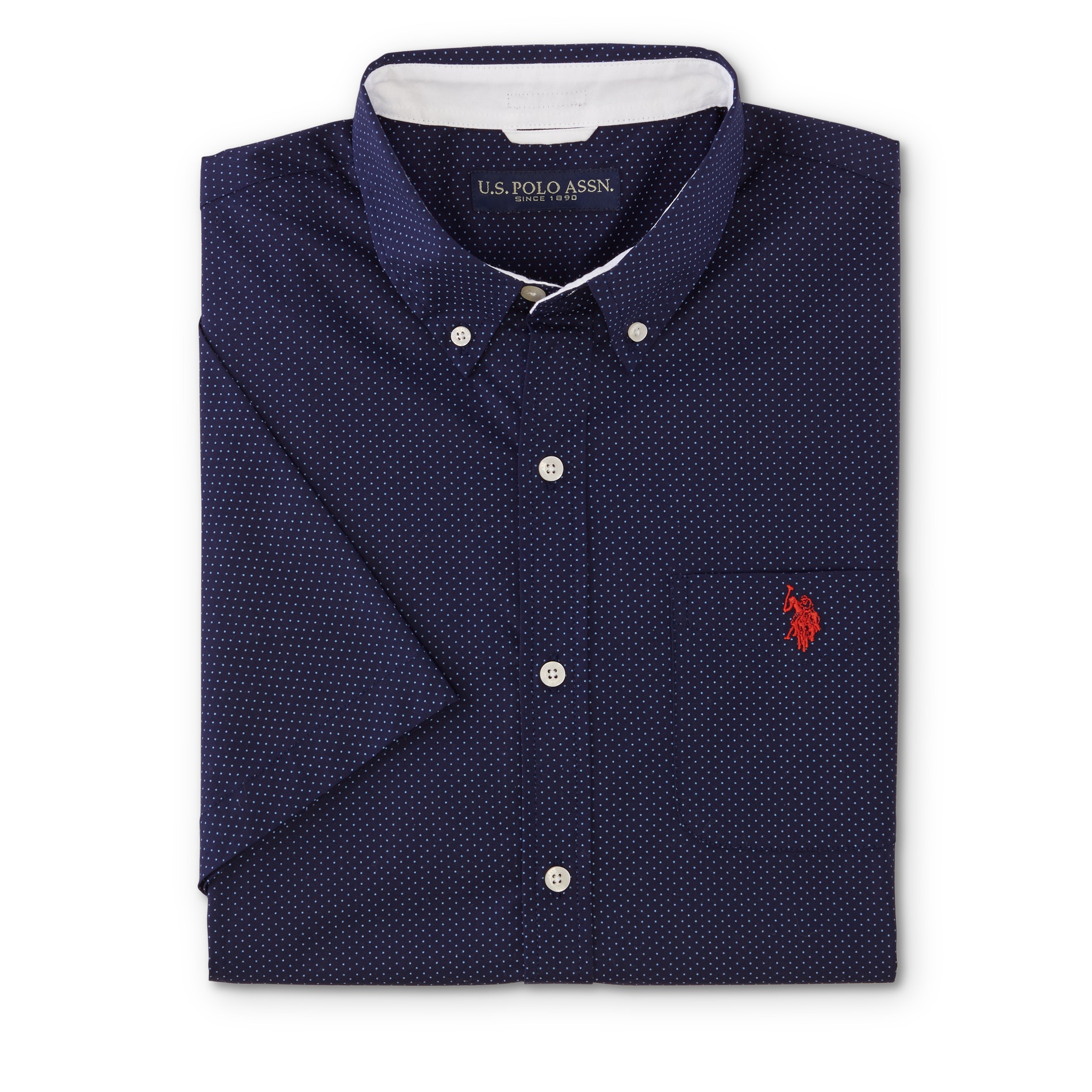 U.S. Polo Assn. Men's Short-Sleeve Button Front Shirt-Dots