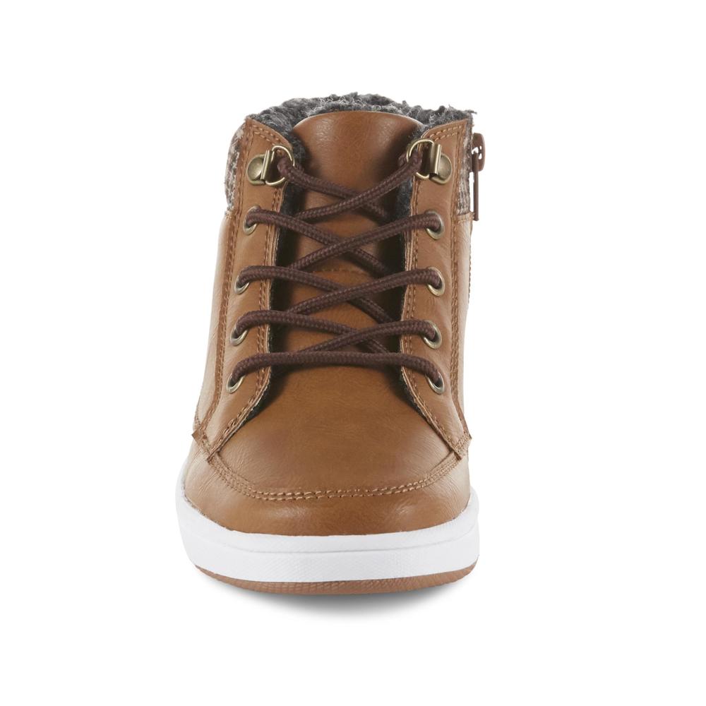 Route 66 Boys' Cannon Brown/Plaid High-Top Sneaker