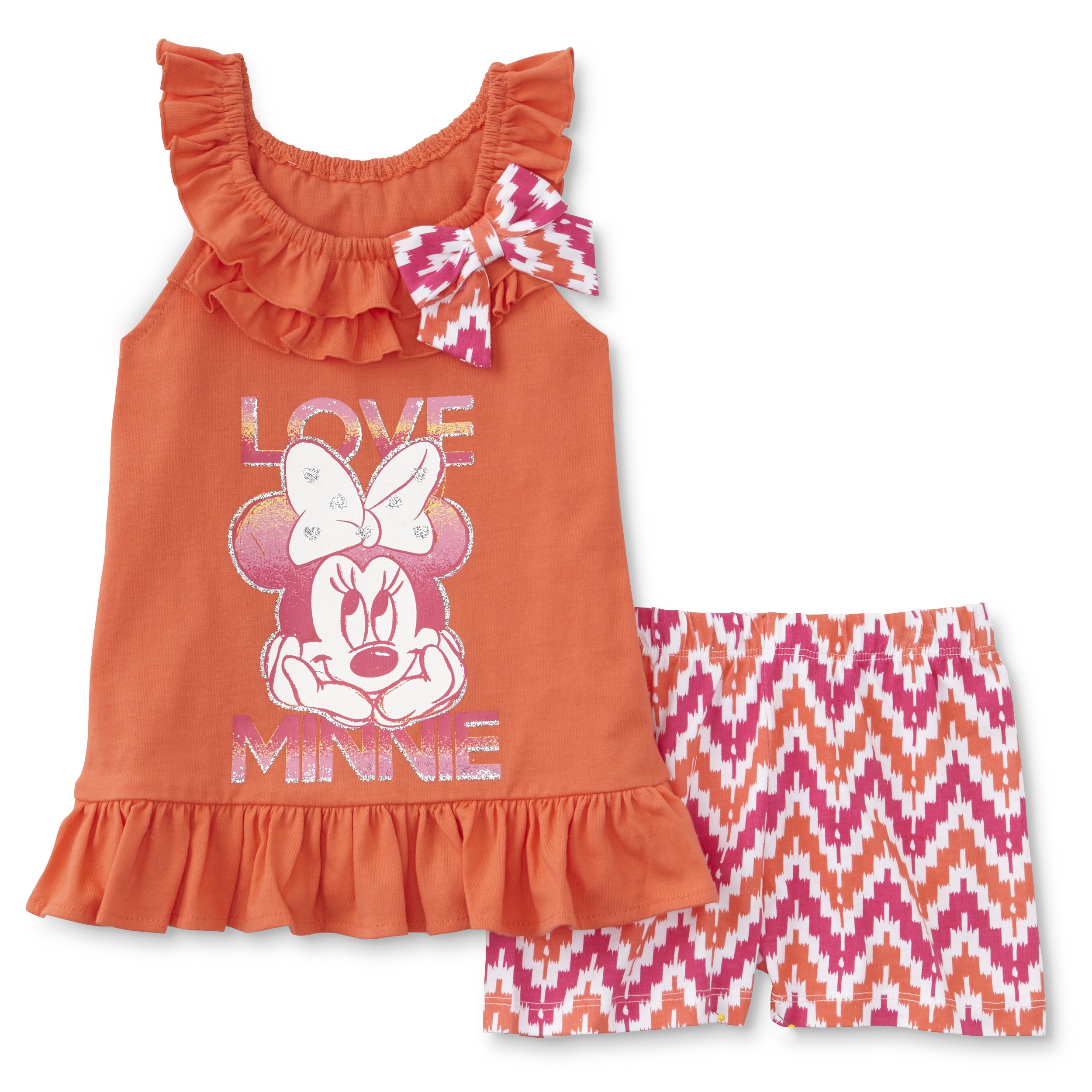 Disney Minnie Mouse Girl's Sleeveless U-Neck Top & Shorts - Love Minnie