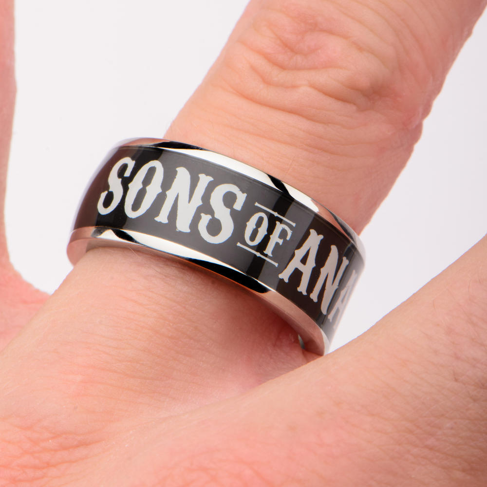Sons of Anarchy "A", Crow and Gunsickle Logo Stainless Steel Ring