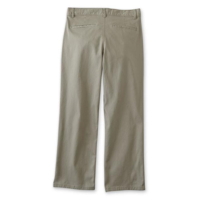 Basic Editions Boys' Flat Front Twill Stretch Pants