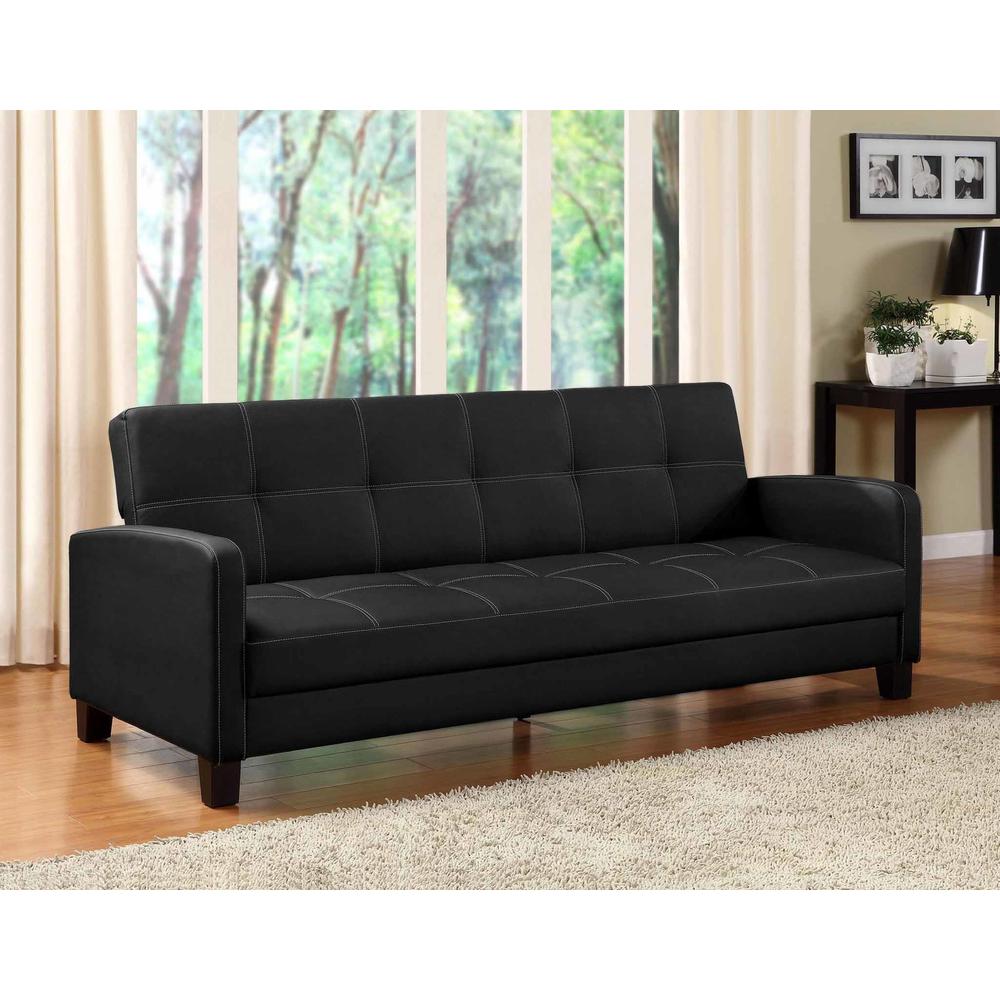 Dorel Delaney Convertible Sofa Sleeper Futon - Black