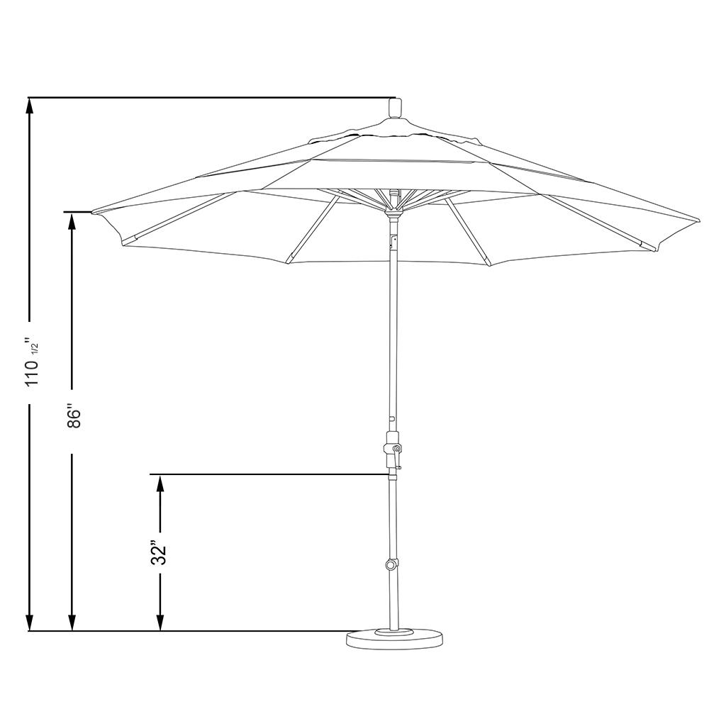 California Umbrella  11' Market Umbrella with Collar Tilt