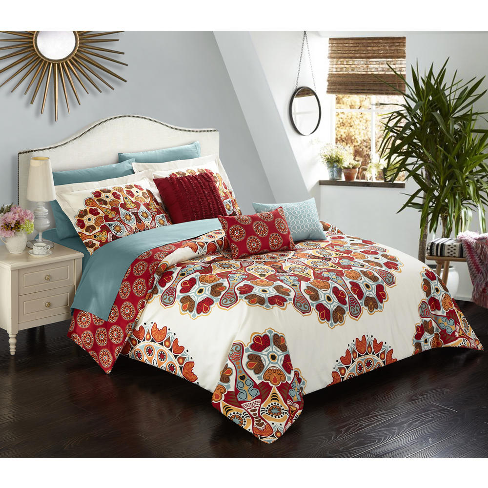 Chic Home Salisbury 8 or 10 Piece Reversible Bed In a Bag Comforter Set