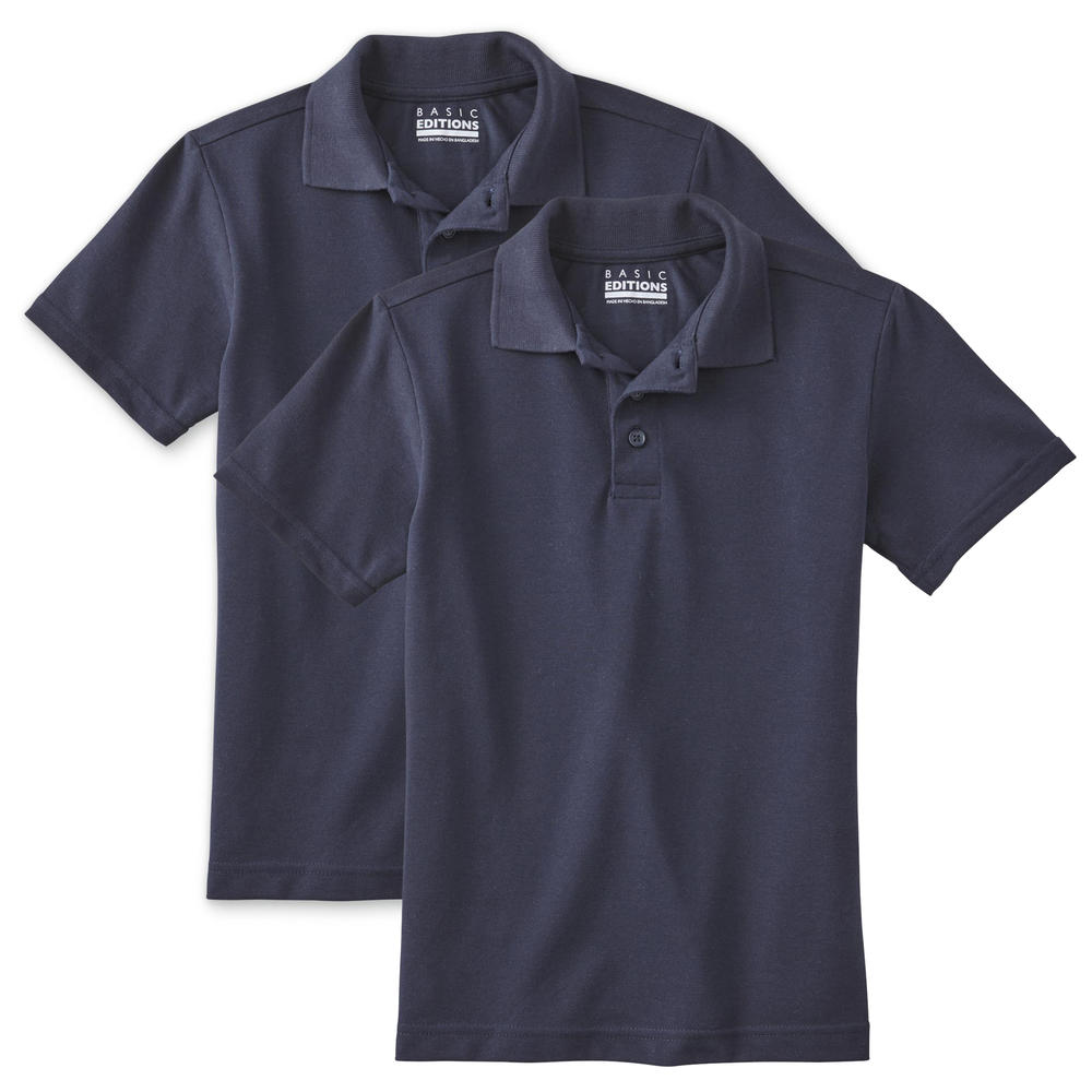 Basic Editions Boys' Husky 2-Pack Short-Sleeve Polo Shirts