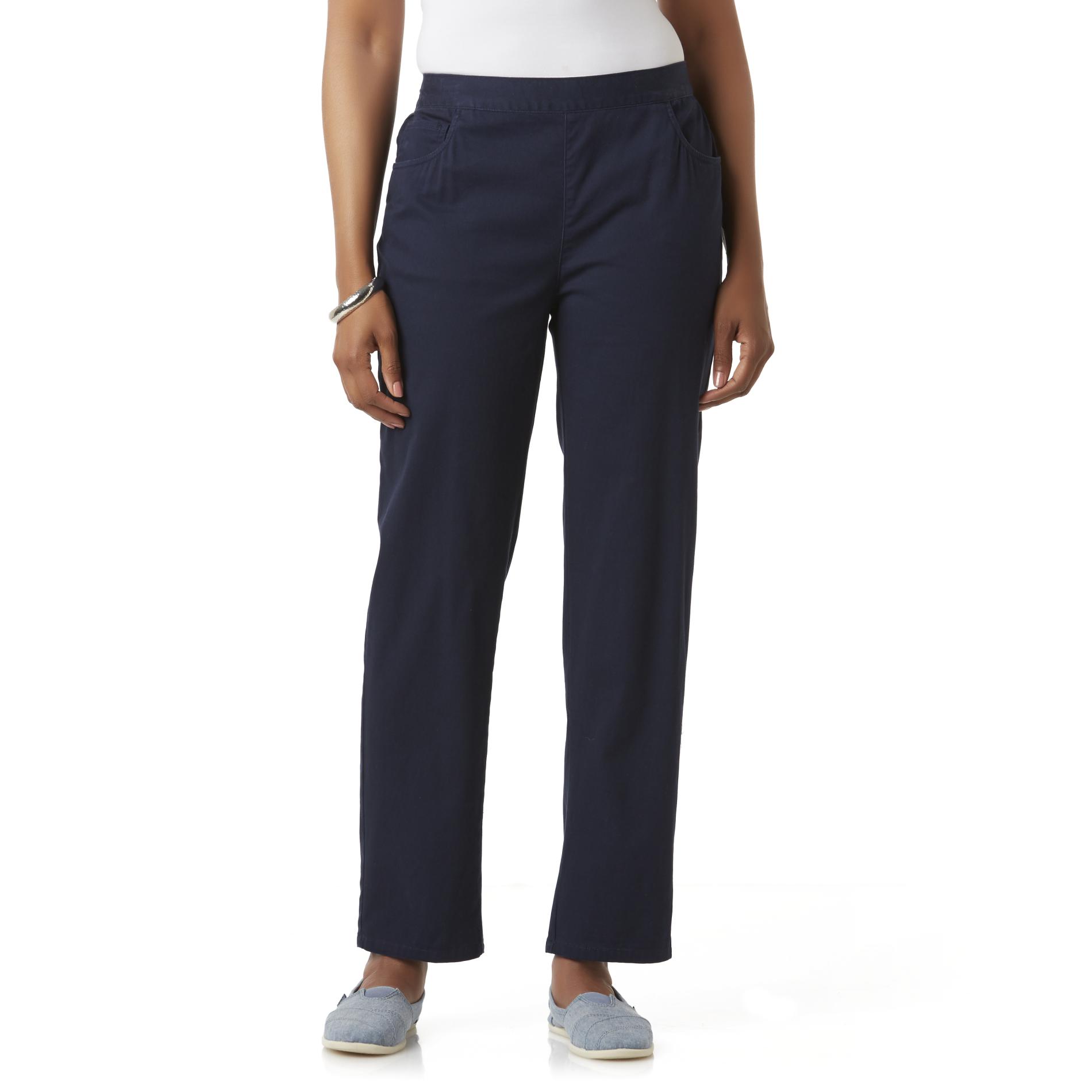 Basic Editions Women's Flat Front Twill Pants