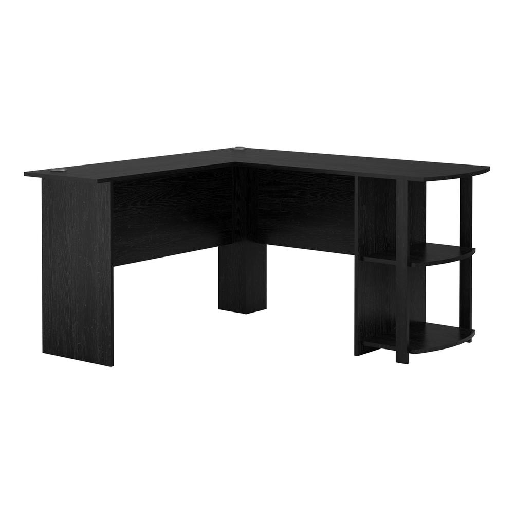 Dorel Dakota L-Shaped Desk with Bookshelves - Black Ebony Ash