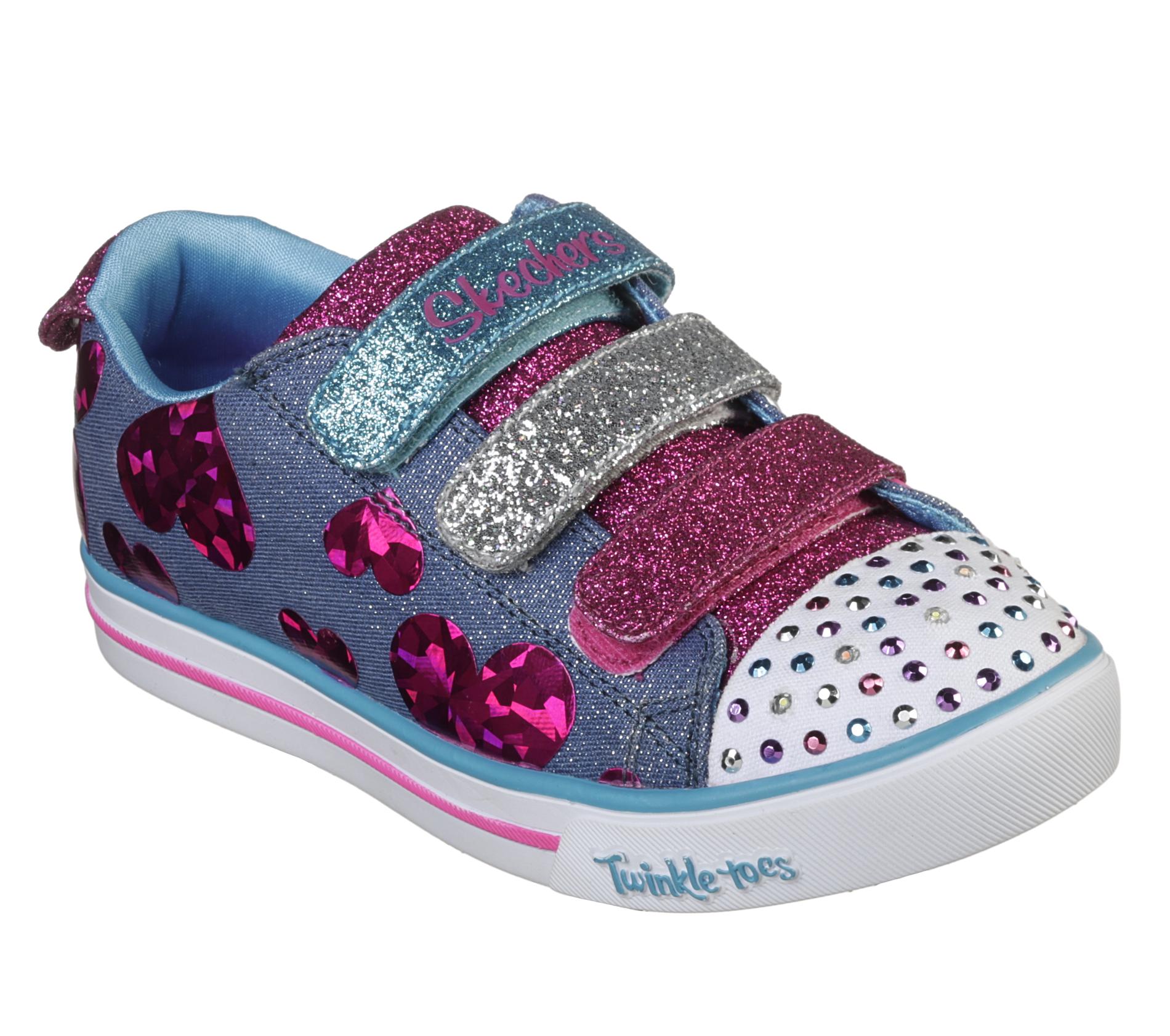 Skechers Girls' Twinkle Toes Sparkle Lite Flutter Fab Sneaker - Blue
