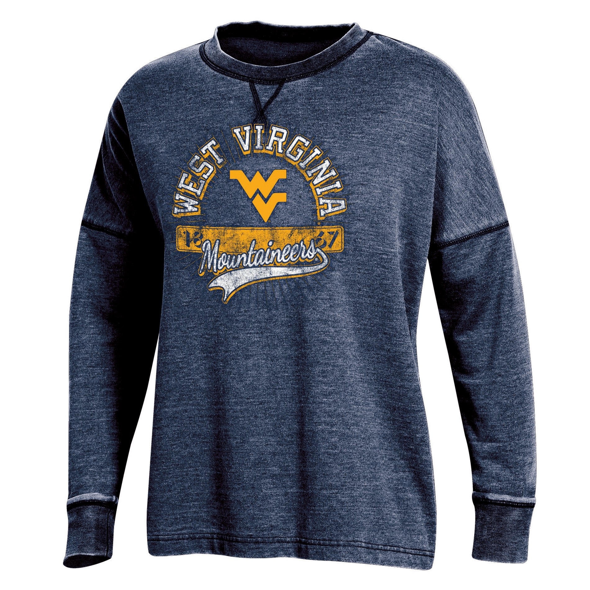 NCAA Women&#8217;s Faux Notch Crew Neck T-Shirt - West Virginia Mountaineers