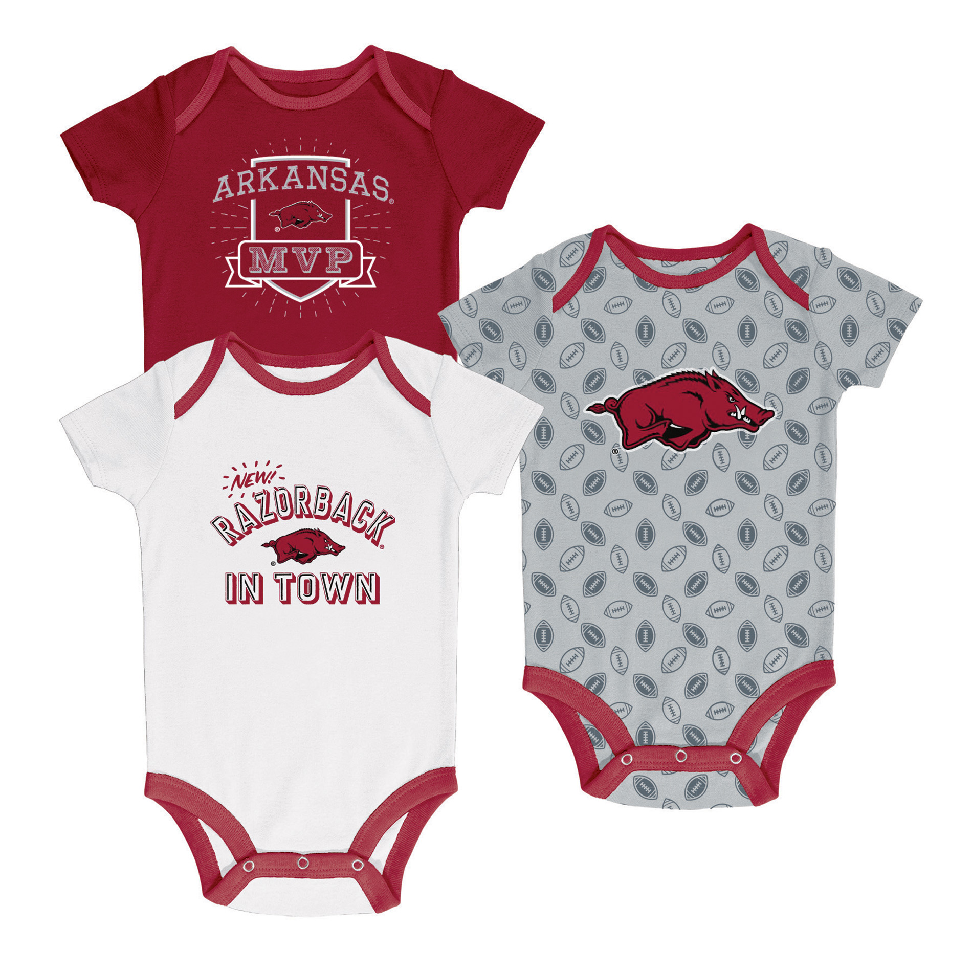 NCAA Newborn & Infant Boys&#8217; 3pc. Bodysuits - Arkansas Razorbacks