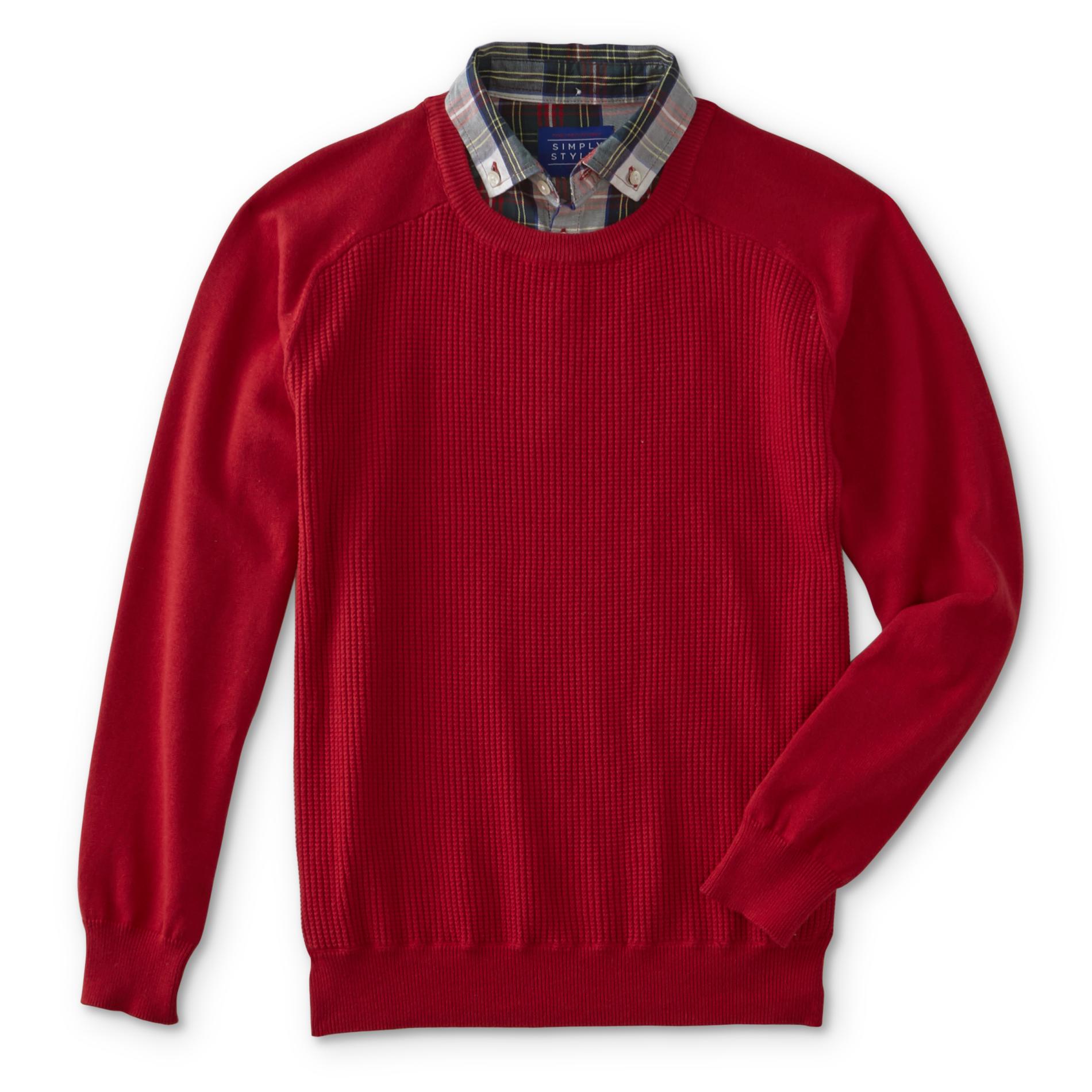 Simply Styled Boys' Layered-Look Long-Sleeve Sweater - Plaid | Shop ...