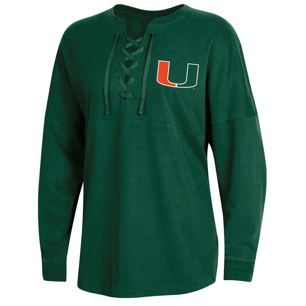 NCAA Women&#8217;s Miami Hurricanes Lace-Up Oversize Top