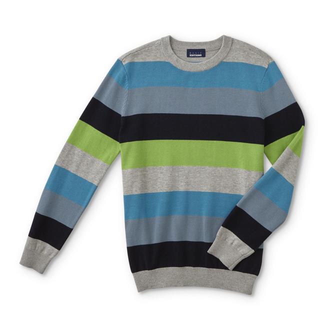 Basic Editions Boys' Crew Neck Sweater Striped
