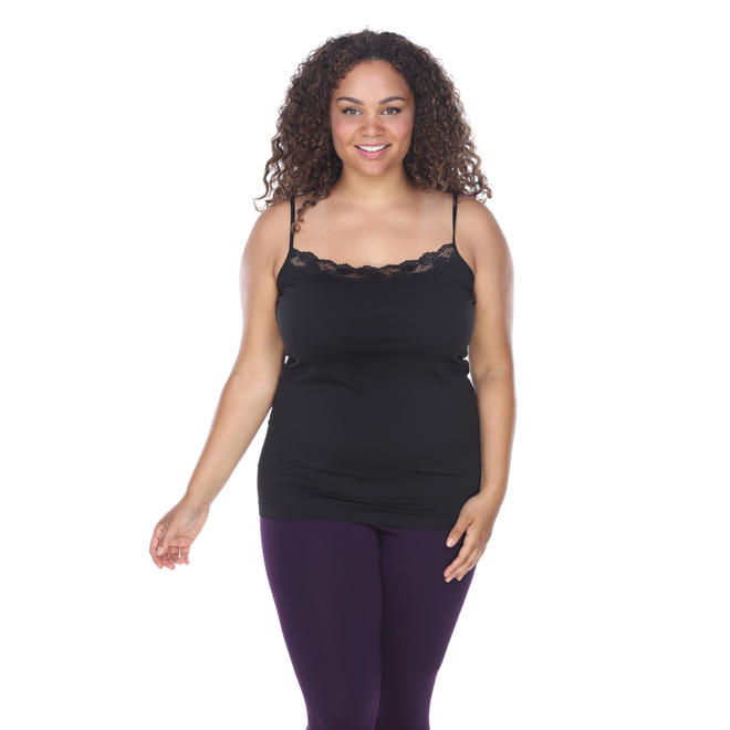 White Mark Plus Size Lace Trim Layering Tank Top