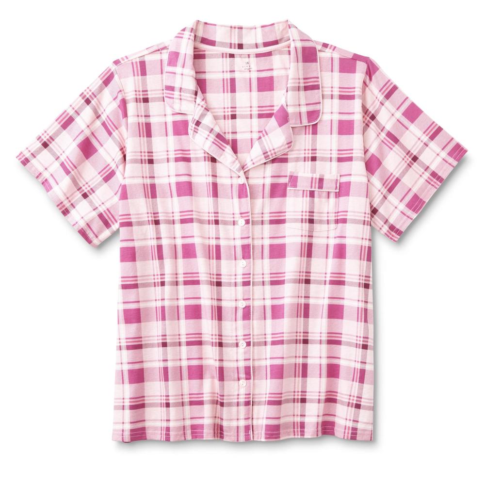 Pink K Women's Plus Pajama Top & Pants - Plaid