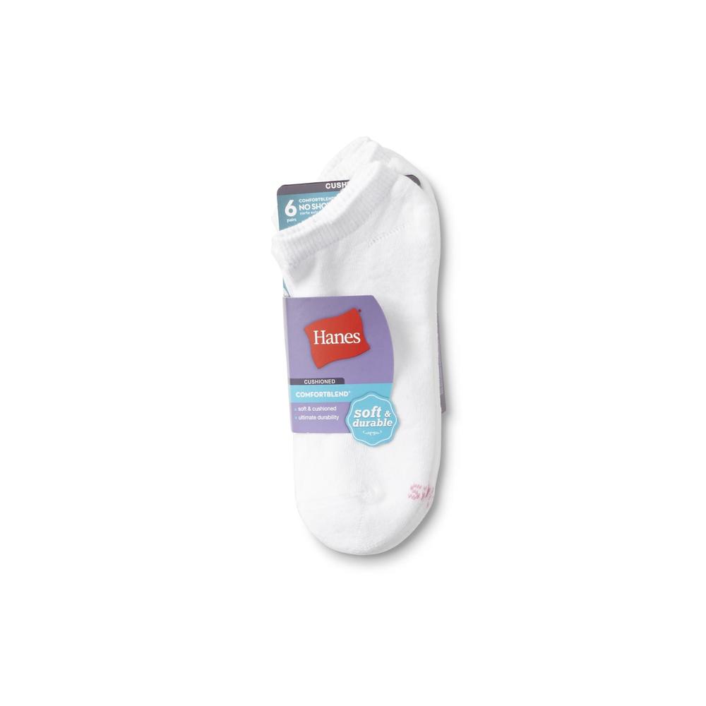 Hanes Women's 6-Pairs Cushioned Comfort Blend No-Show Socks