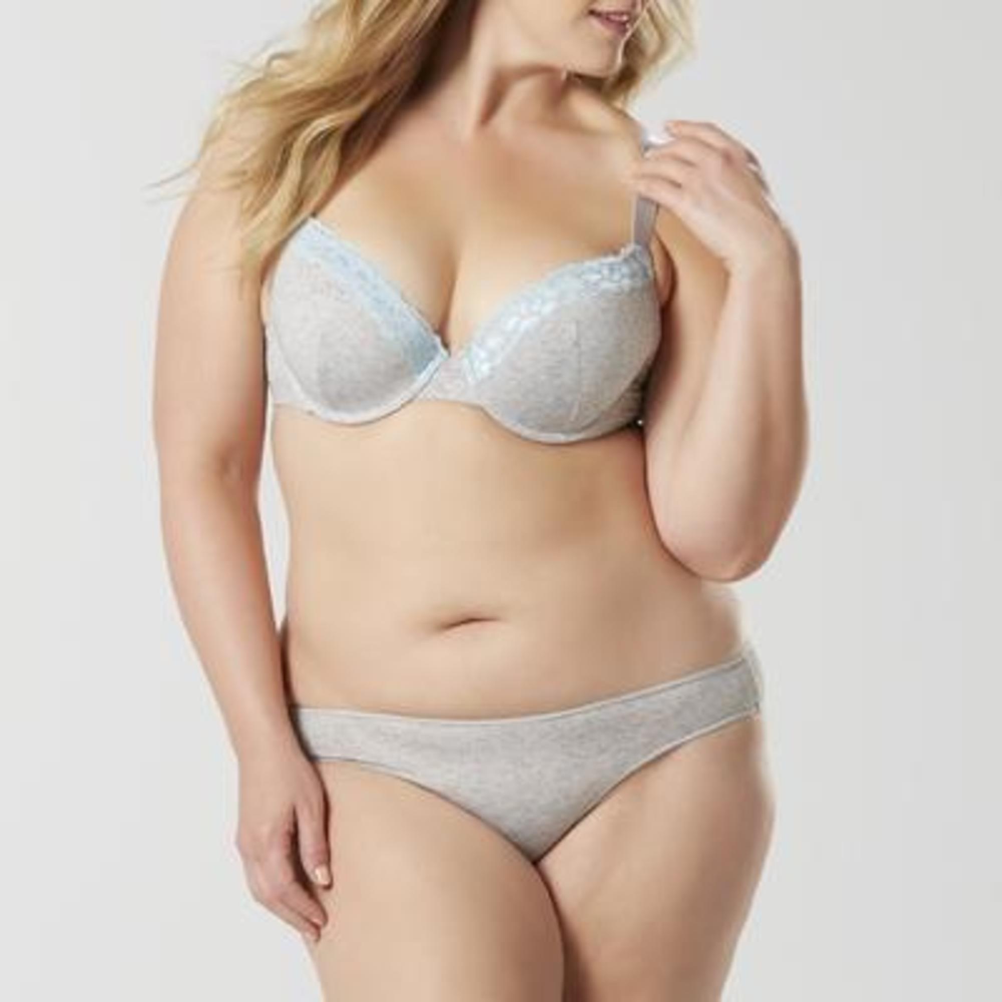 Women's Plus Lace Bra & Bikini Panties, Size: 40 B, Tabby Grey Grey Women's Plus Lace Bra & Bikini Panties, Size: 40 B, Tabby Grey Grey