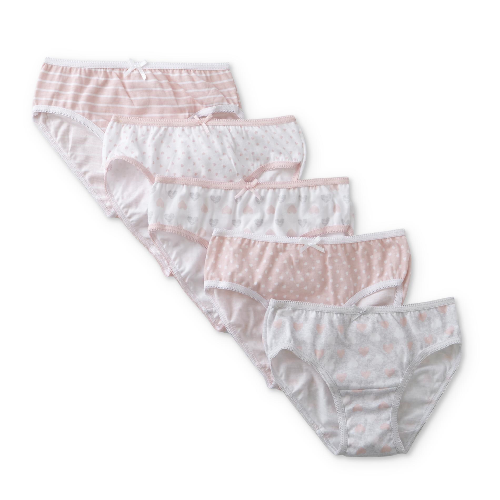Toddler Girls' 5-Pack Brief Panties - Hearts/Striped