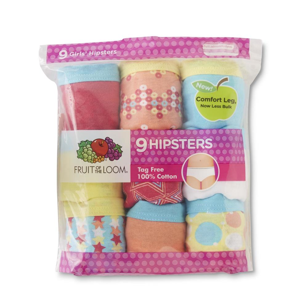 Fruit of the Loom Girl's 9-Pack Hipster Panties - Solids & Prints