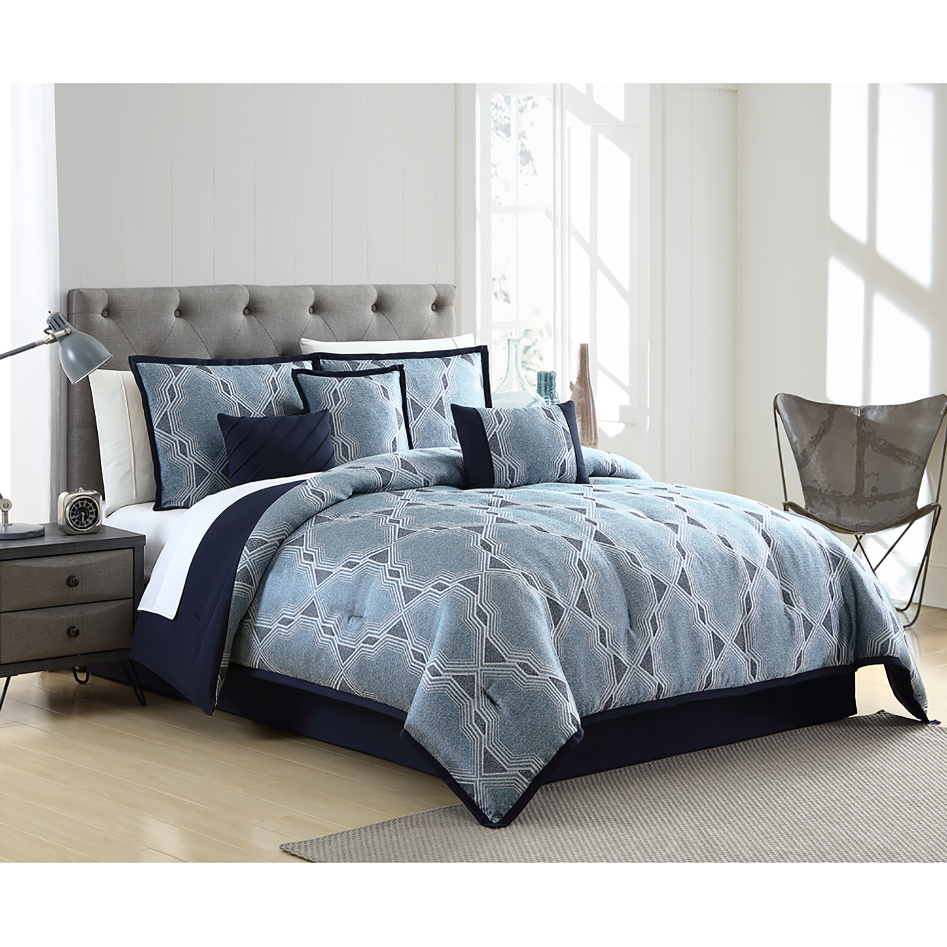 Essential Home 7pc. Jacquard Comforter Set &#8211; Dino Blue