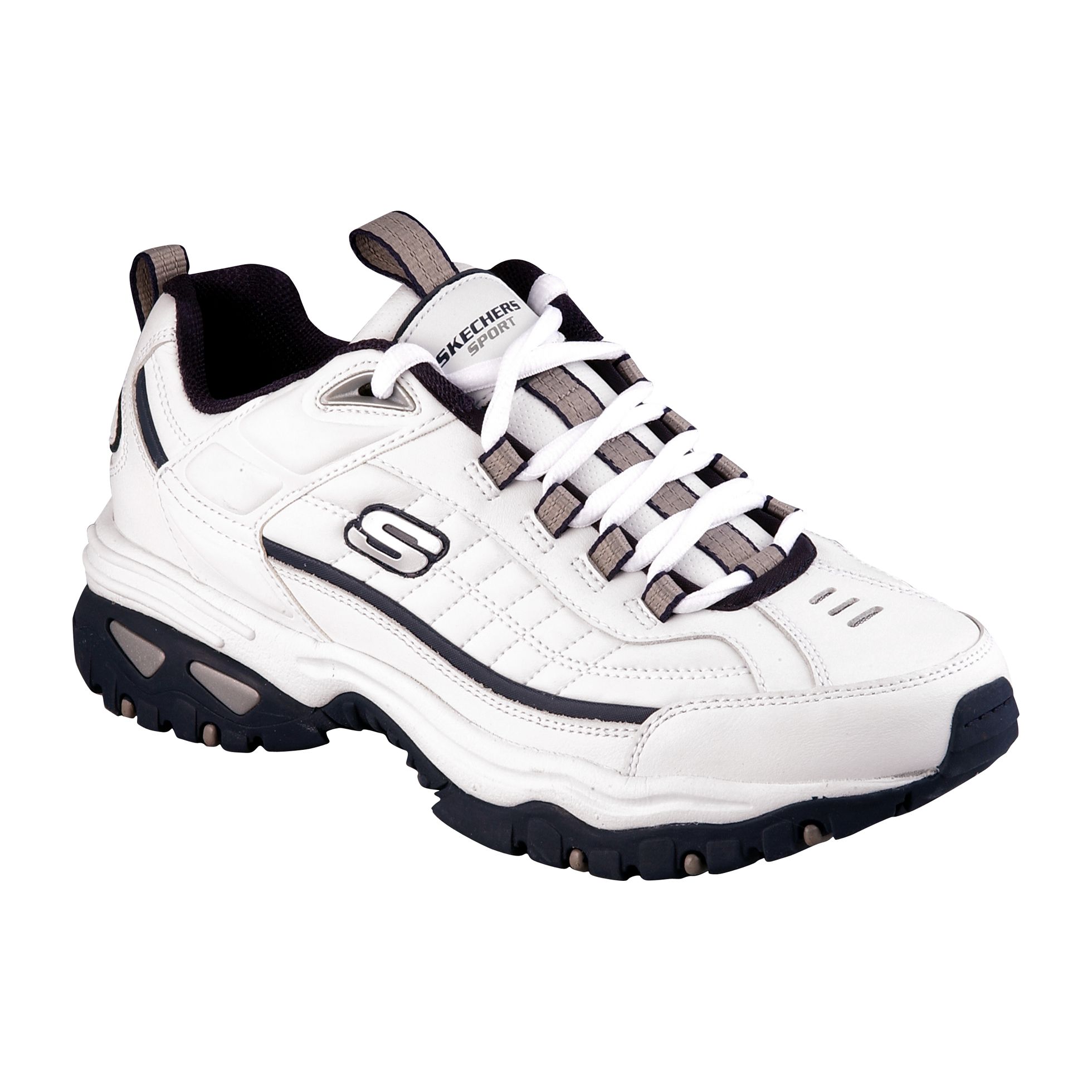 Skechers Men's Afterburn Sneaker - White/Navy Wide Width Avaliable