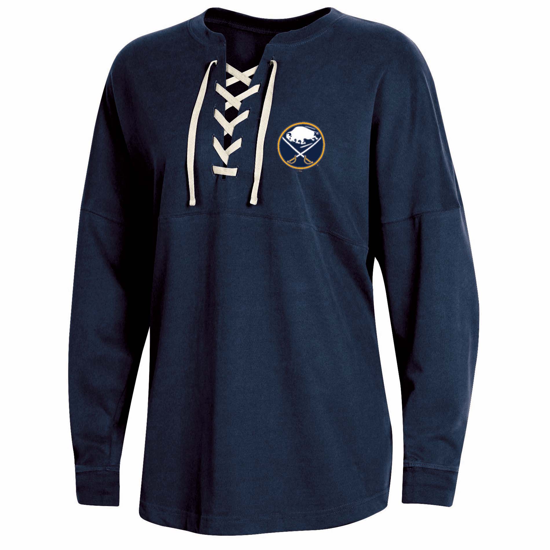 NHL Women’s Buffalo Sabres Oversized Lace-Up Pullover, Size: Small NHL Women’s Buffalo Sabres Oversized Lace-Up Pullover, Size: Small