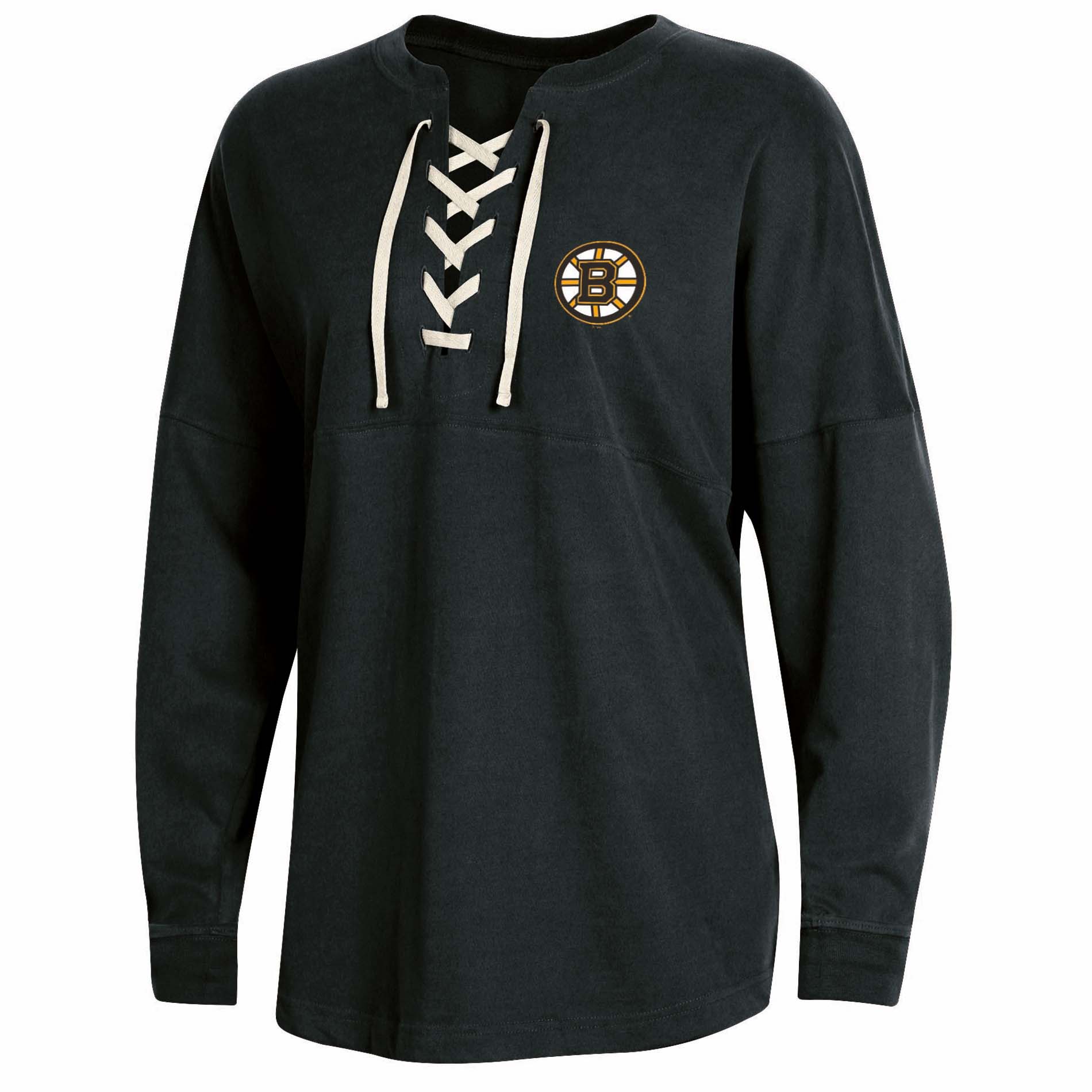 NHL Women’s Boston Bruins Oversized Lace-Up Pullover, Size: Small NHL Women’s Boston Bruins Oversized Lace-Up Pullover, Size: Small