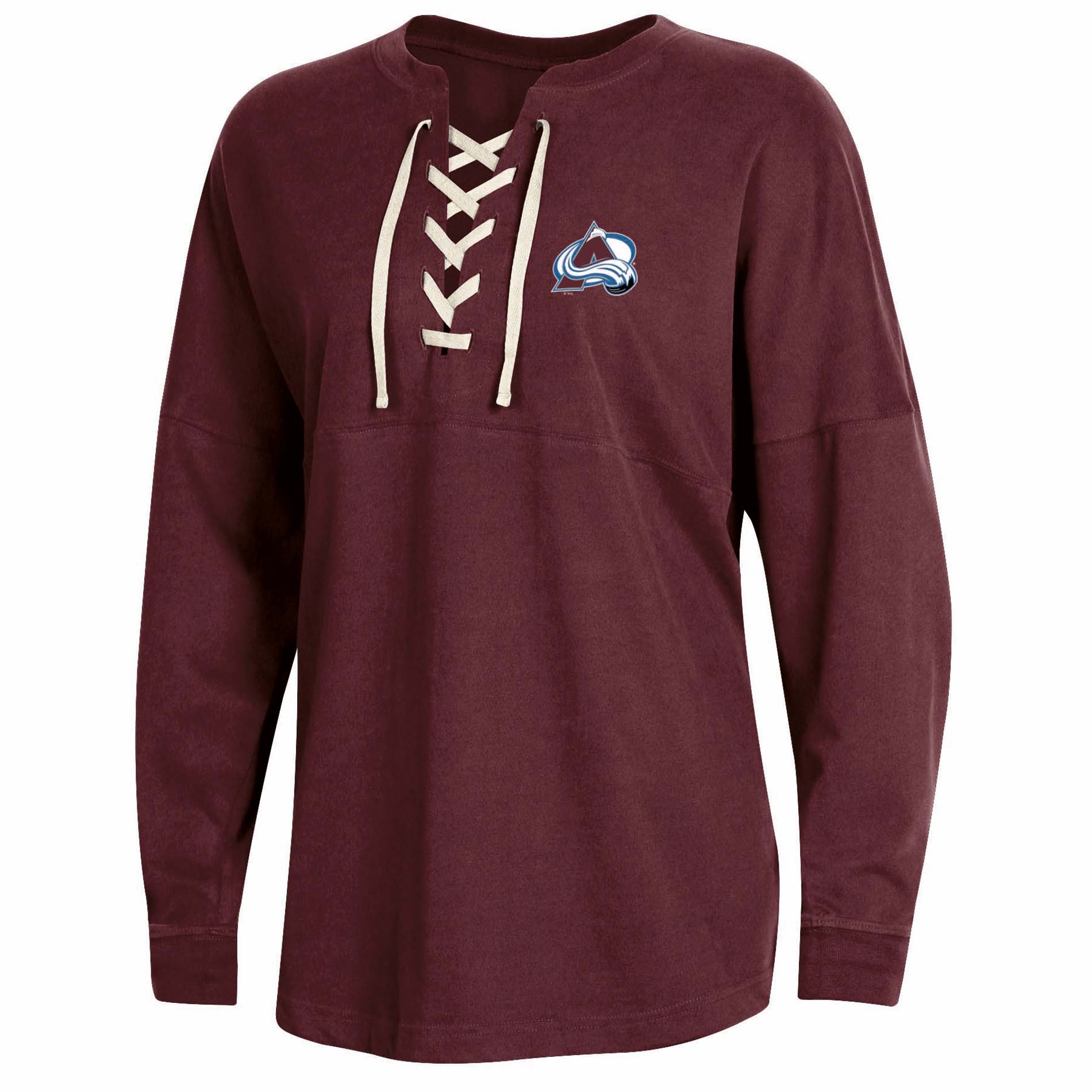 NHL Women’s Colorado Avalanche Oversized Lace-Up Pullover, Size: Small NHL Women’s Colorado Avalanche Oversized Lace-Up Pullover, Size: Small