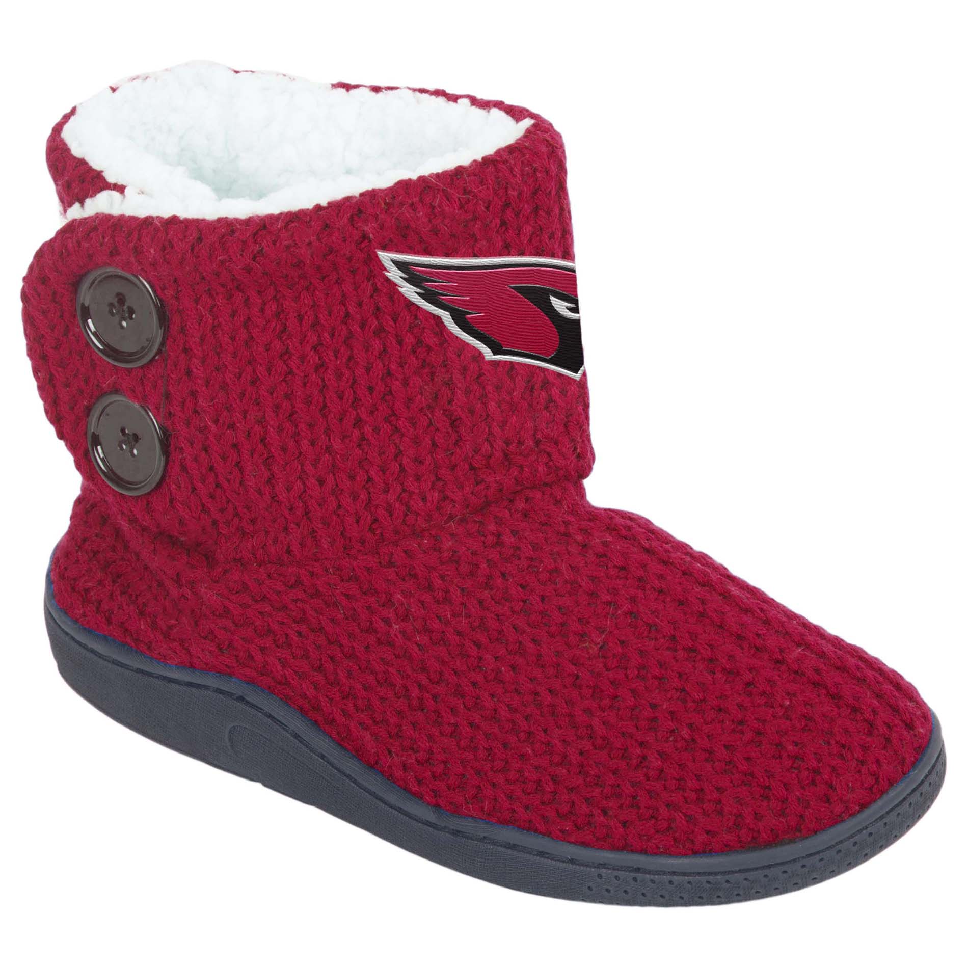 NFL Women&#8217;s 2-Button Knit Slipper Boots - Arizona Cardinals