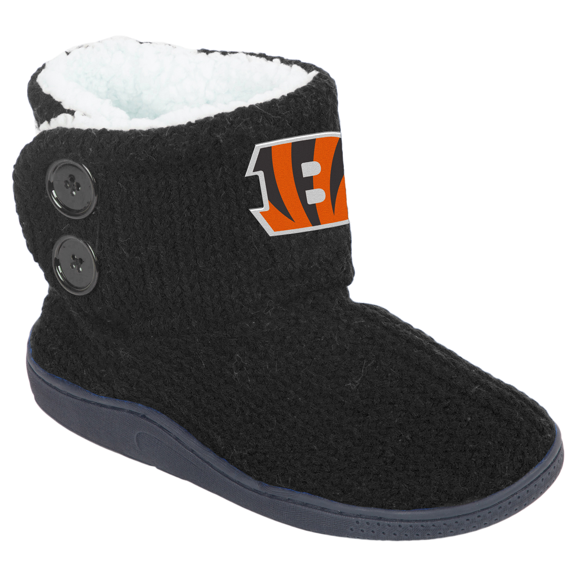 NFL Women’s 2-Button Knit Slipper Boots - Cincinnati Bengals, Size: Large NFL Women’s 2-Button Knit Slipper Boots - Cincinnati Bengals, Size: Large