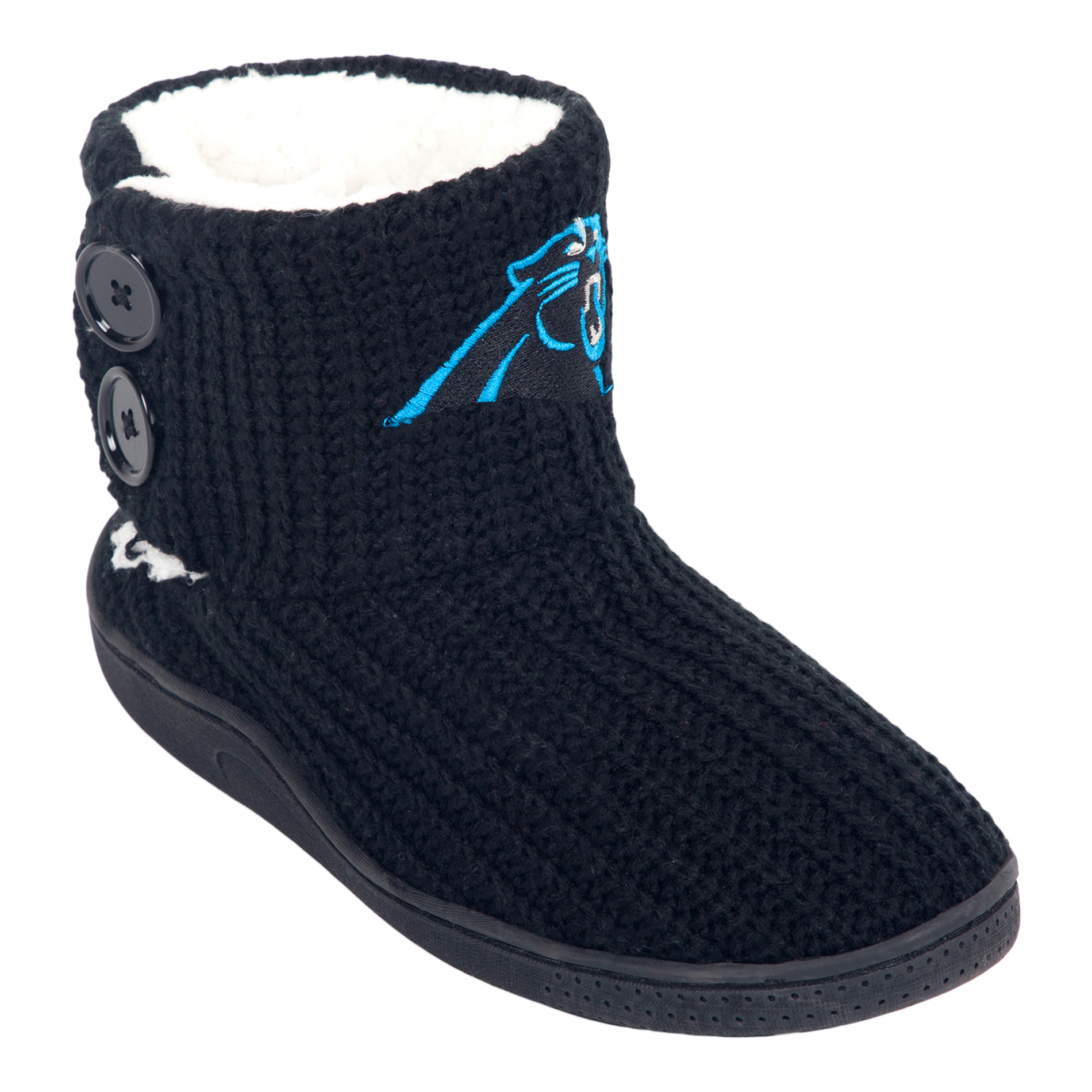 NFL Women’s 2-Button Knit Slipper Boots - Carolina Panthers, Size: XL NFL Women’s 2-Button Knit Slipper Boots - Carolina Panthers, Size: XL