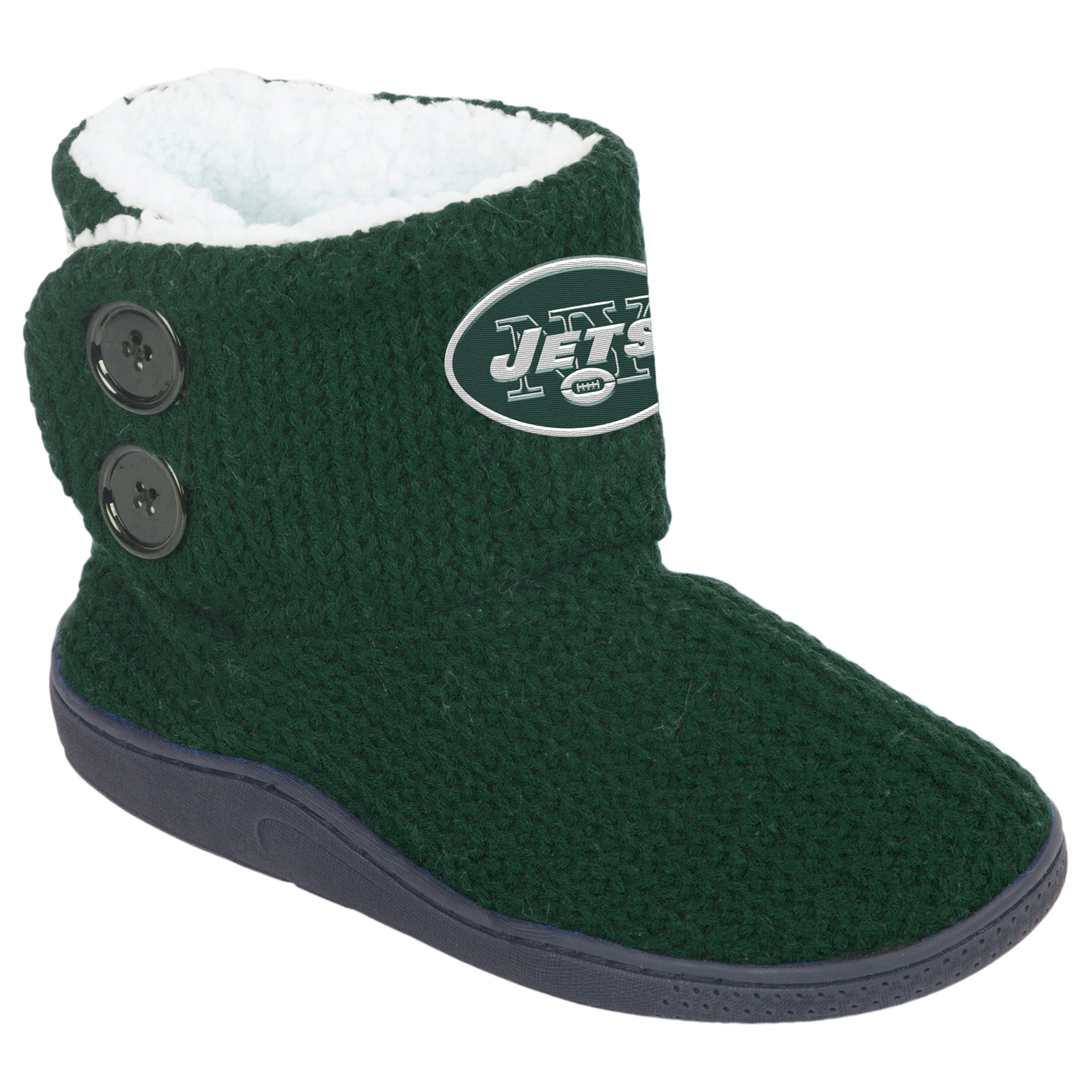 NFL Women&#8217;s 2-Button Knit Slipper Boots - New York Jets