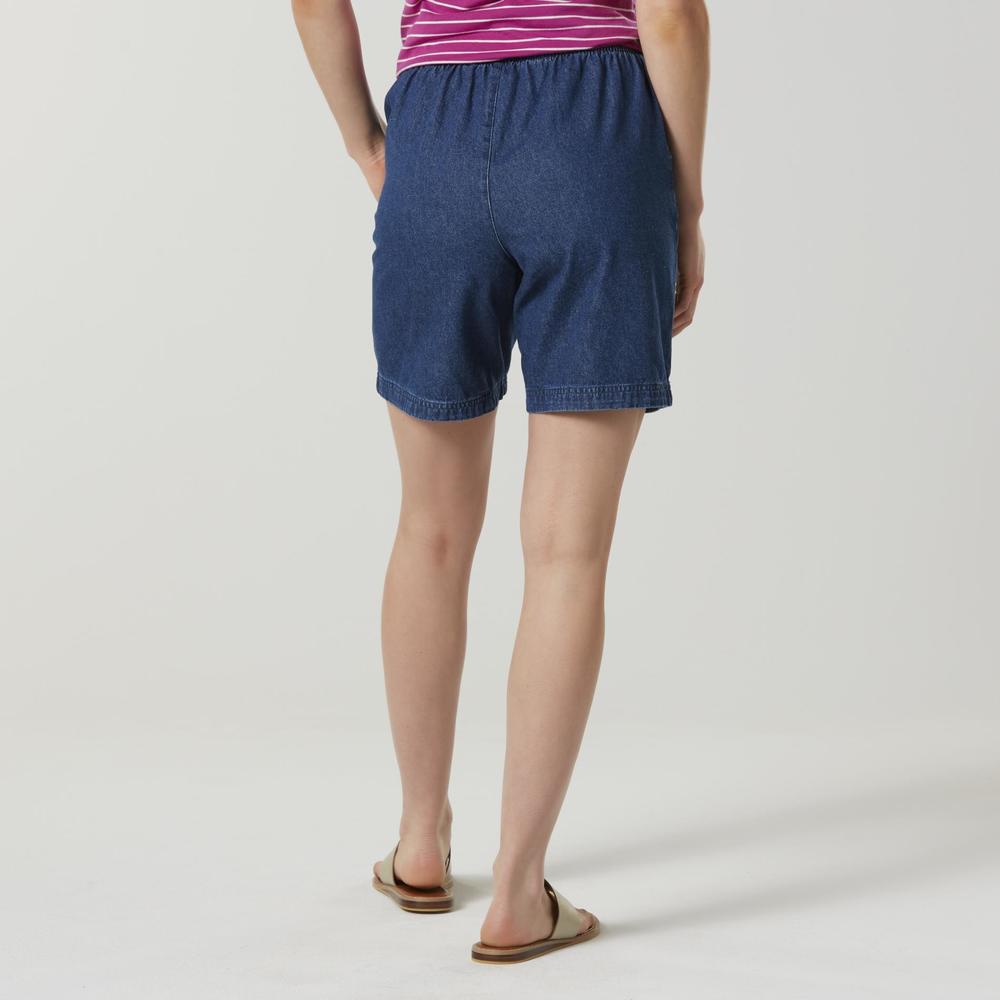 Basic Editions Women's Stretch Waist Denim Shorts
