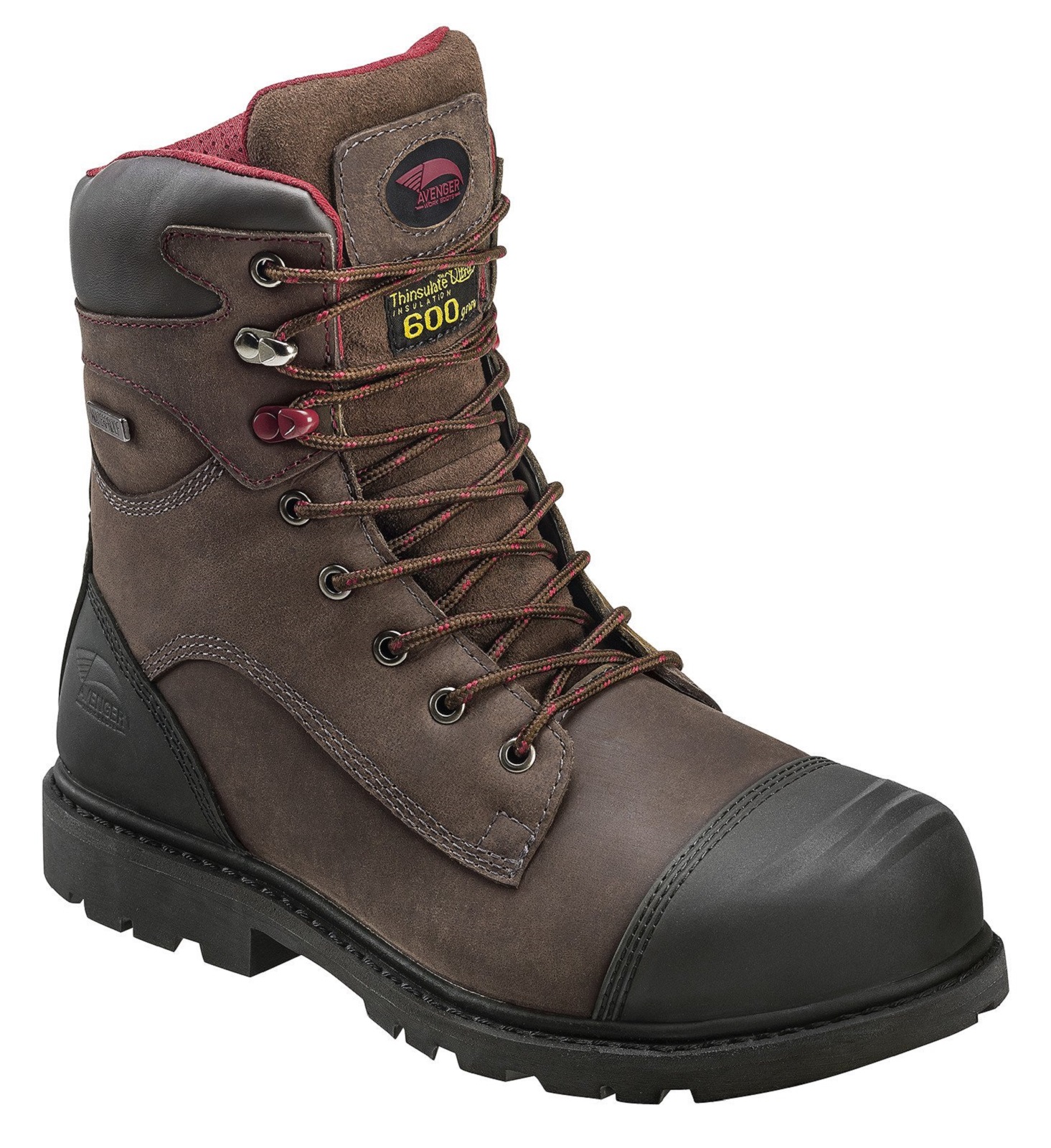 Avenger Safety Footwear Men's A7573 Brown 8" Waterproof Insulated Carbon Safety Toe Work Boot