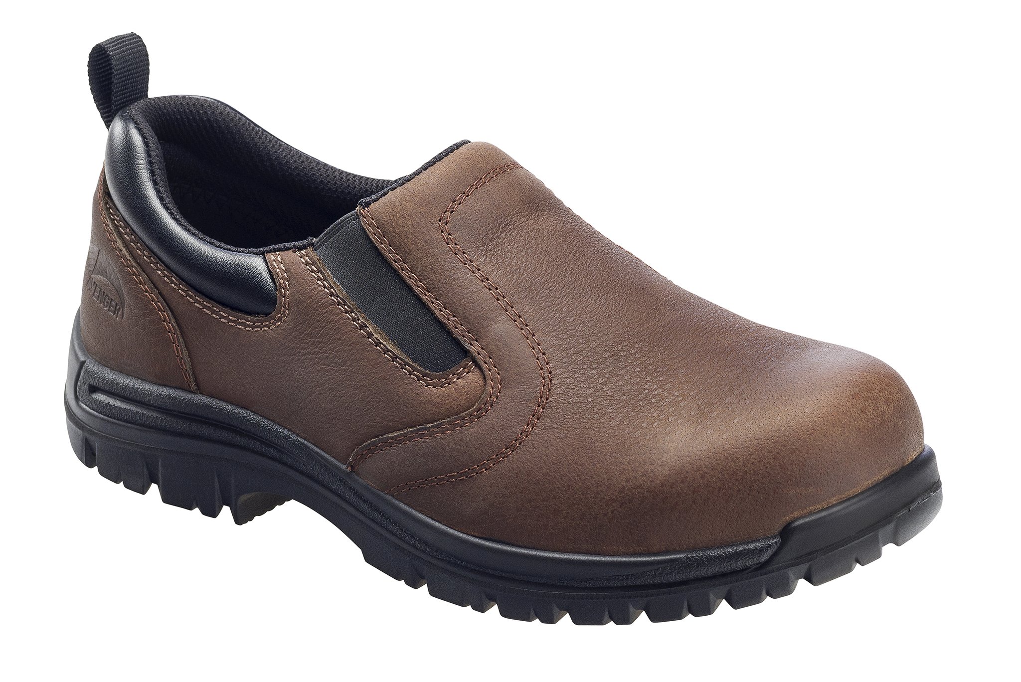 Avenger Safety Footwear Men's A7108 Brown Waterproof Composite Toe Slip On Work Shoe