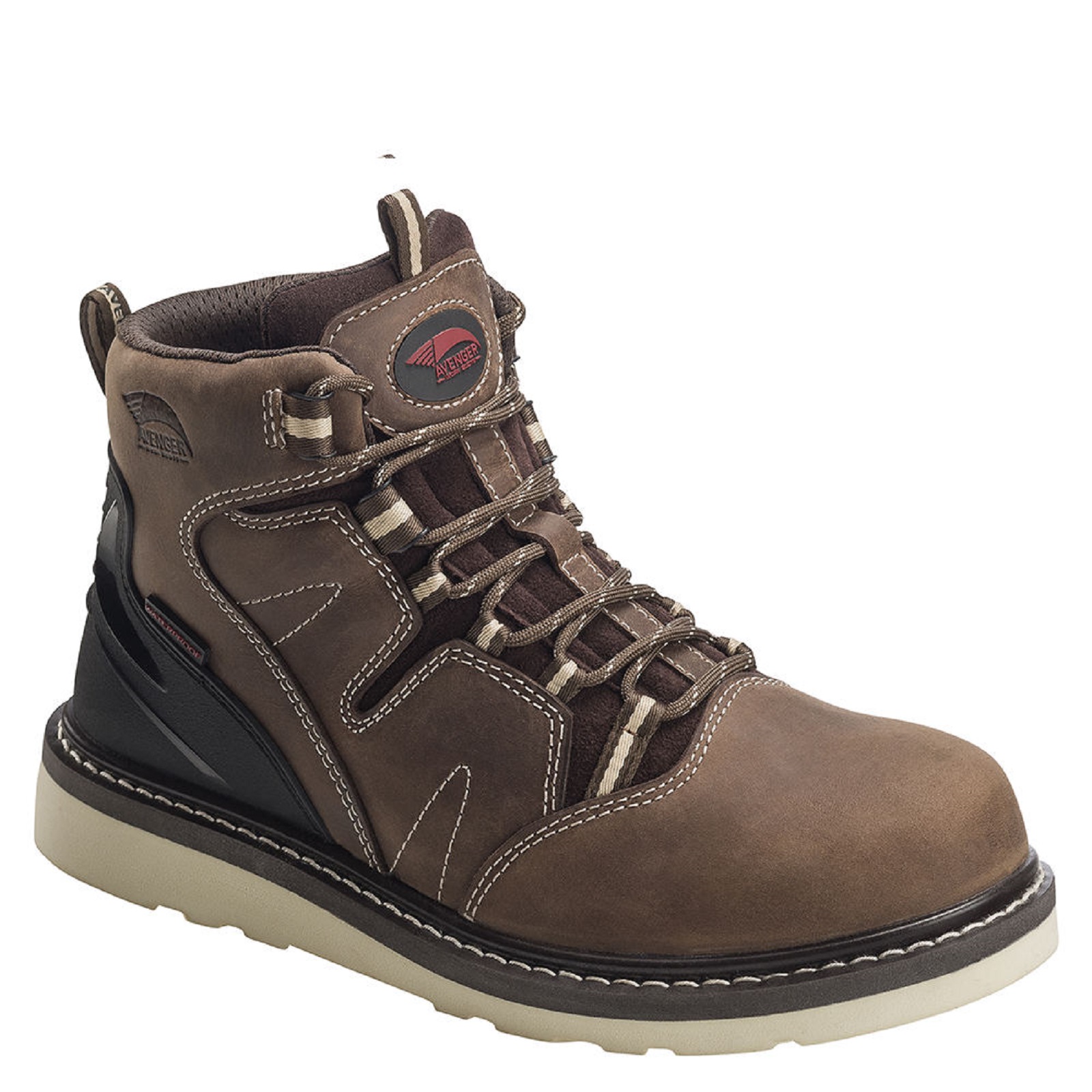 Avenger Safety Footwear Men's A7606 6" Tan Waterproof Wedge Work Boot