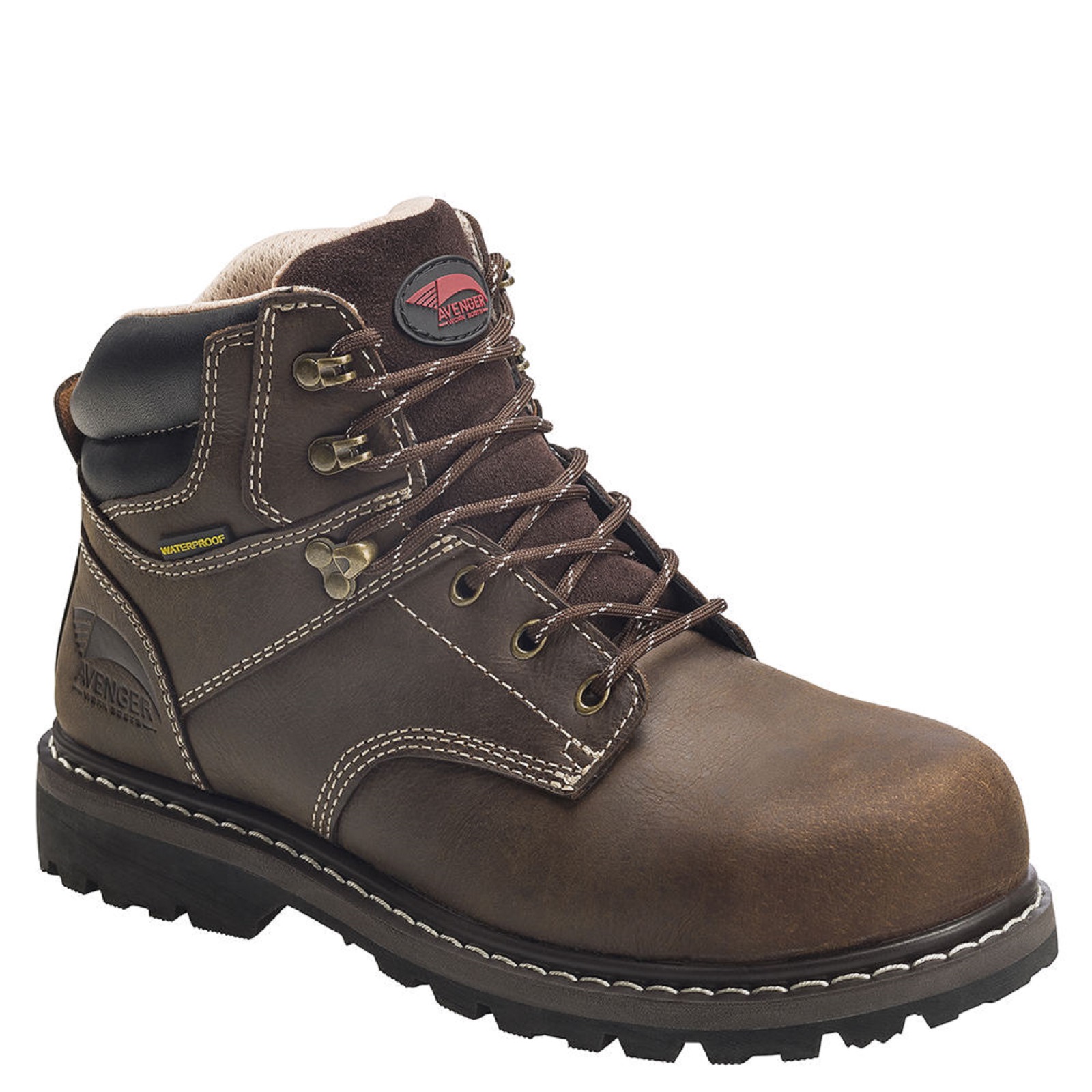 Avenger Safety Footwear Women's A7136 Brown Waterproof Steel Toe Work Boot
